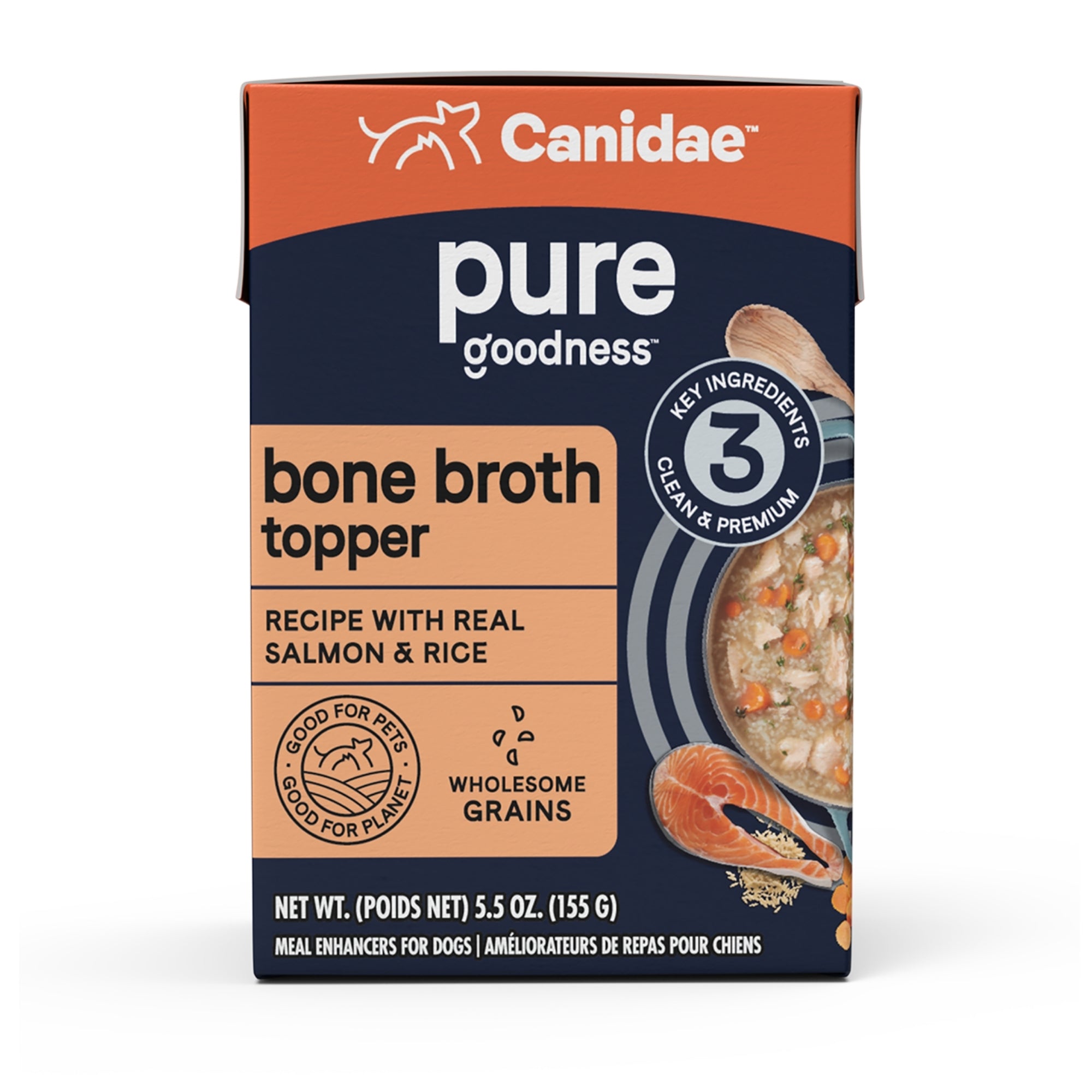 CANIDAE PURE goodness Bone Broth Topper Real Salmon & Rice 5.5oz