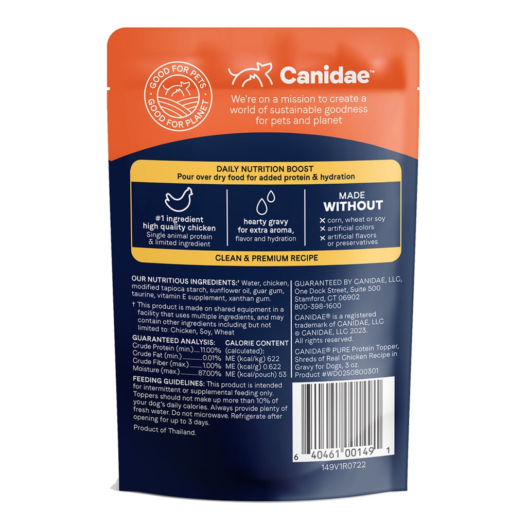 CANIDAE PURE Goodness Protein Topper for Dogs Shredded Chicken in Gravy 3oz