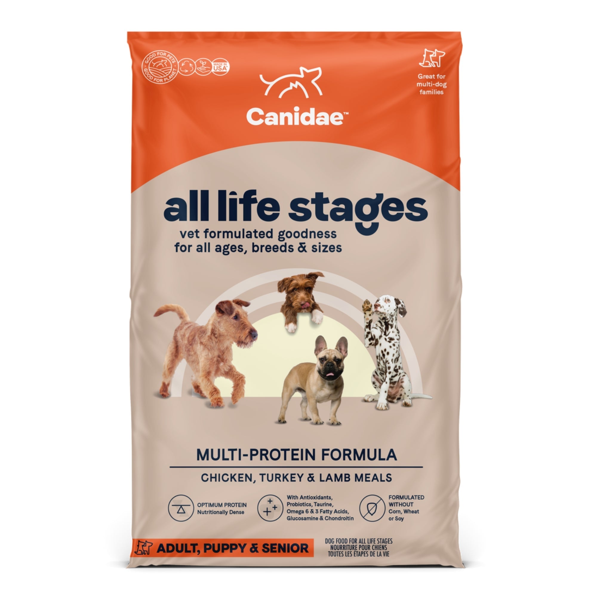 CANIDAE All Life Stages Multi-Protein Dry Dog Food Chicken, Turkey & Lamb 15lb