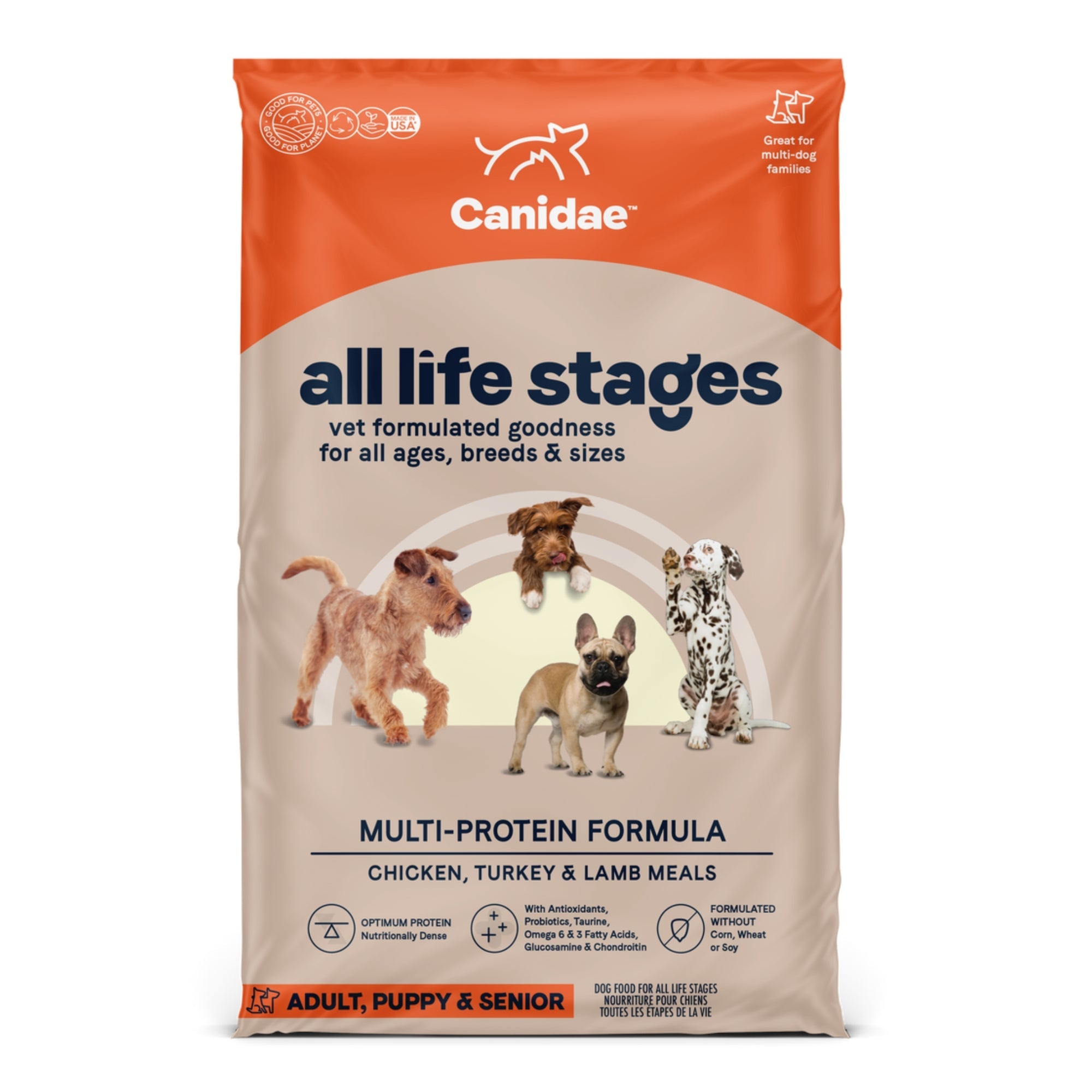 CANIDAE All Life Stages Multi-Protein Dry Dog Food Chicken, Turkey & Lamb 40lb
