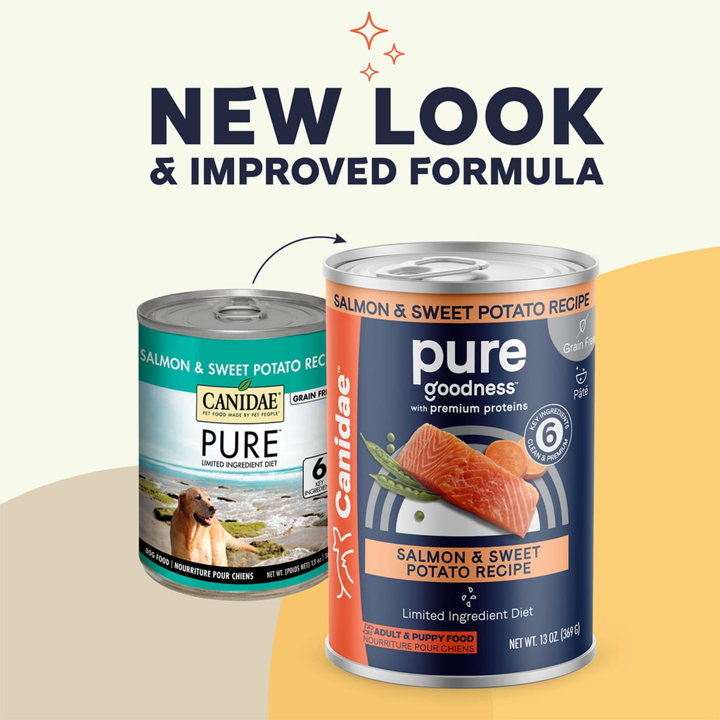 CANIDAE PURE Goodness Grain-Free LID Canned Dog Food Salmon and Sweet Potato 13oz