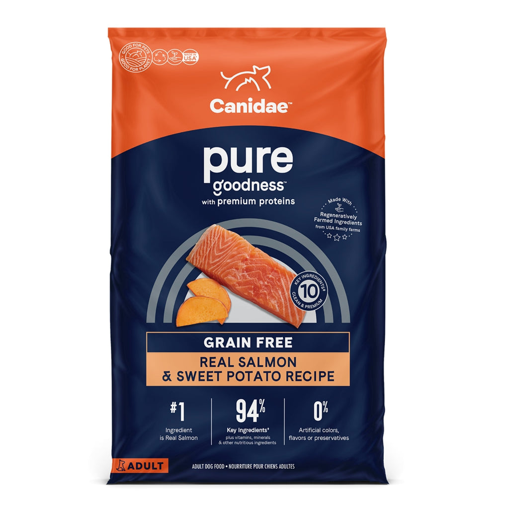 CANIDAE PURE Goodness Grain-Free LID Dry Dog Food Salmon & Sweet Potato 4lb
