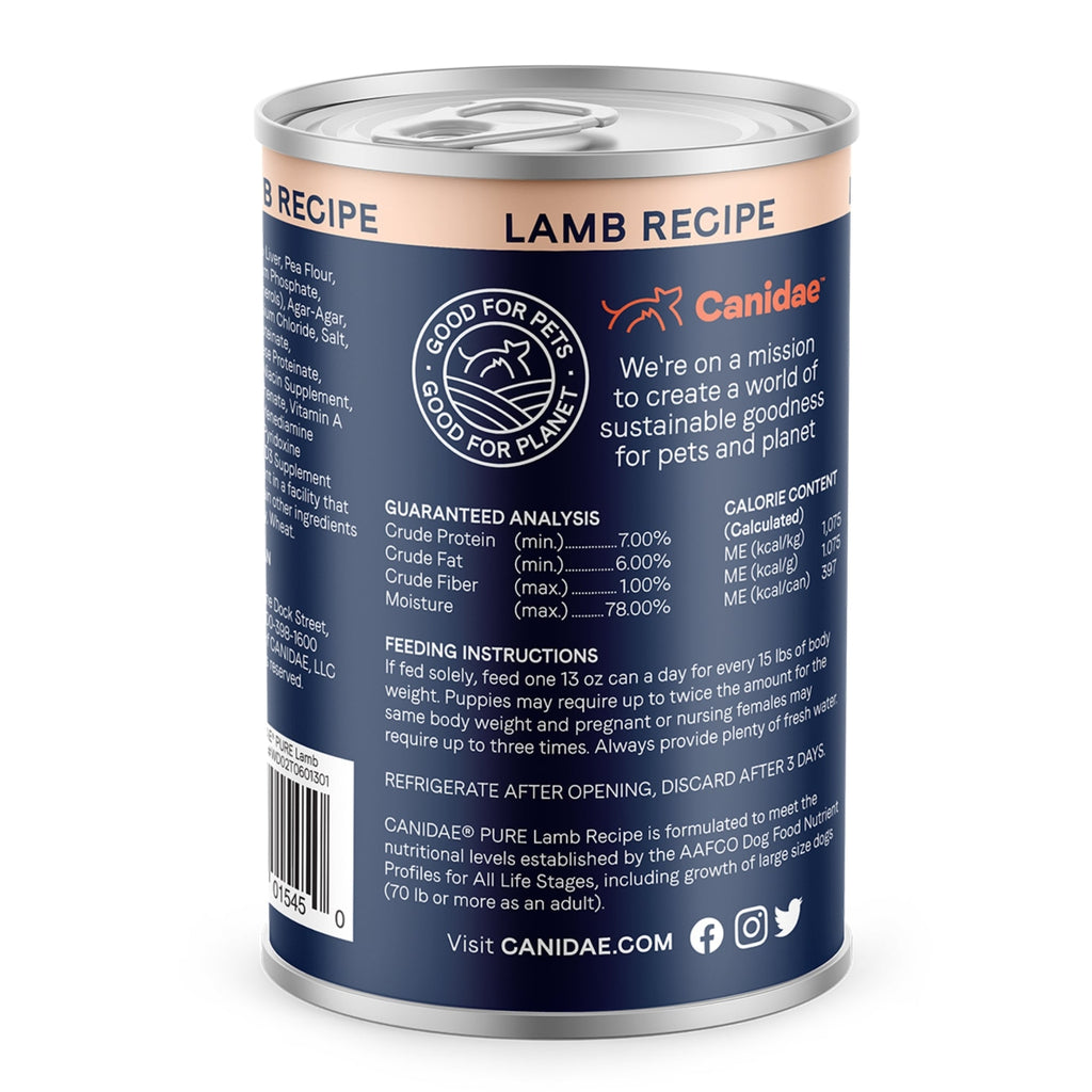 CANIDAE PURE Goodness Grain-Free LID Canned Dog Food Land Formula w/Lamb 13oz