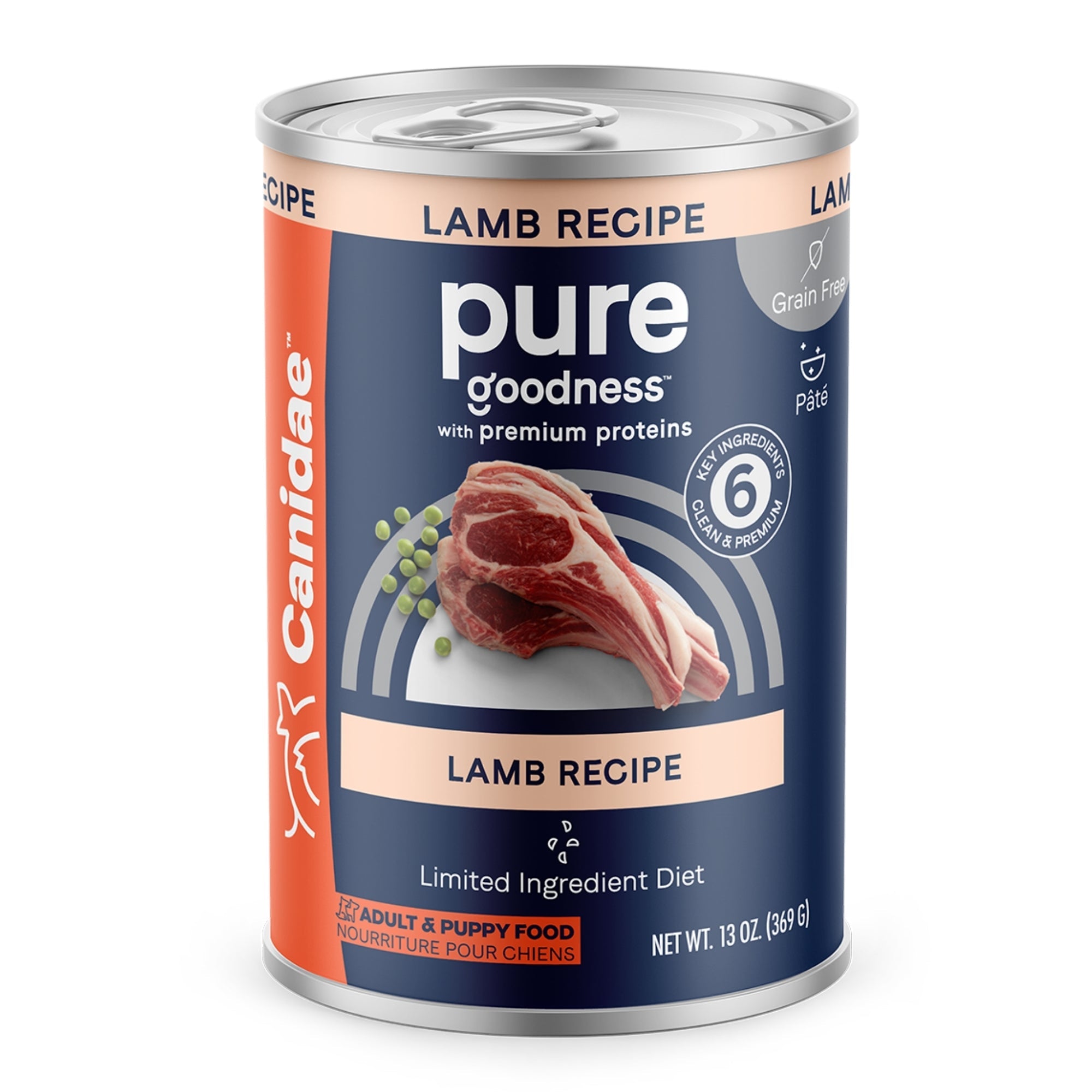 CANIDAE PURE Goodness Grain-Free LID Canned Dog Food Land Formula w/Lamb 13oz