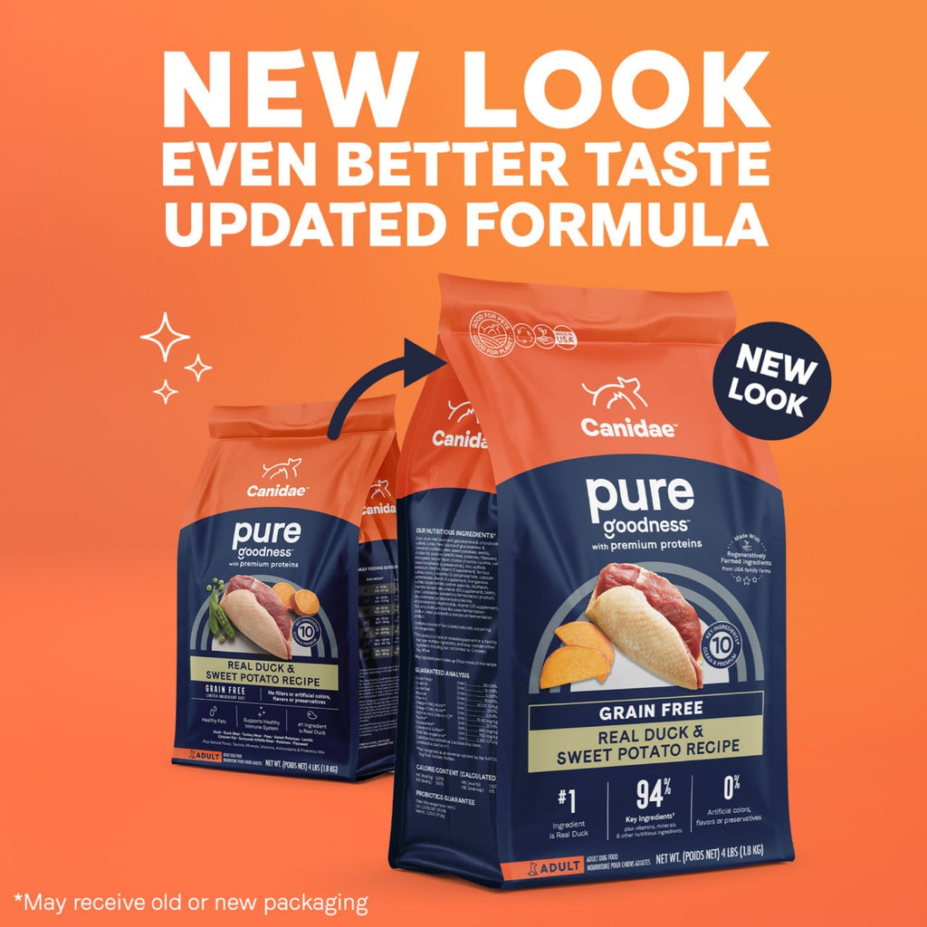 CANIDAE PURE Goodness Grain-Free LID Dry Dog Food Duck & Sweet Potato 4lb