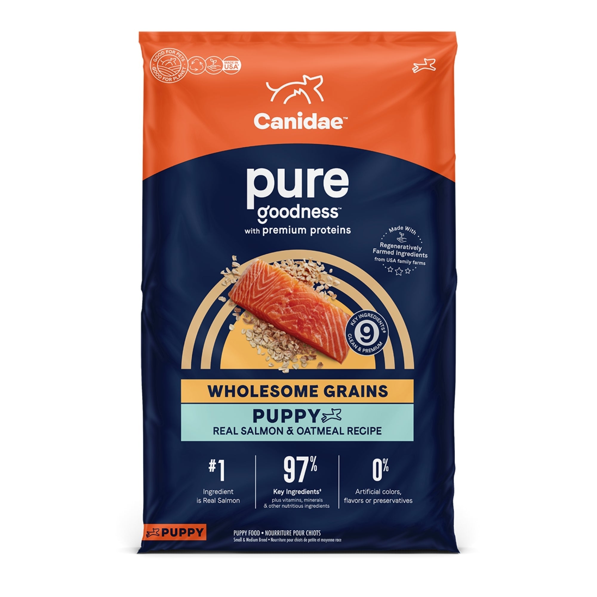 CANIDAE PURE Goodness w/Wholesome Grains Dry Puppy Food Salmon & Oatmeal 22lb