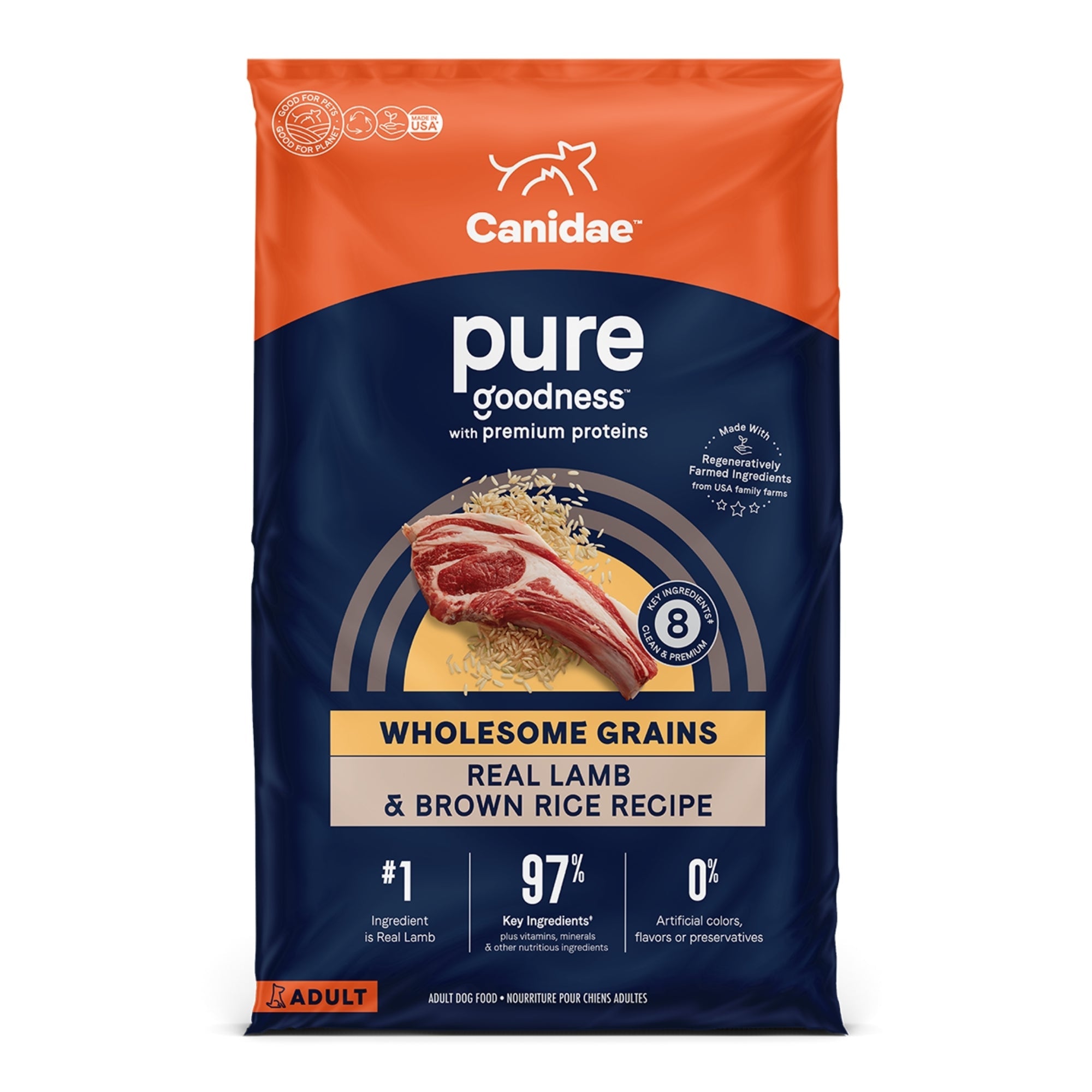 CANIDAE PURE Goodness w/Wholesome Grains Dry Dog Food Lamb & Brown Rice 22lb