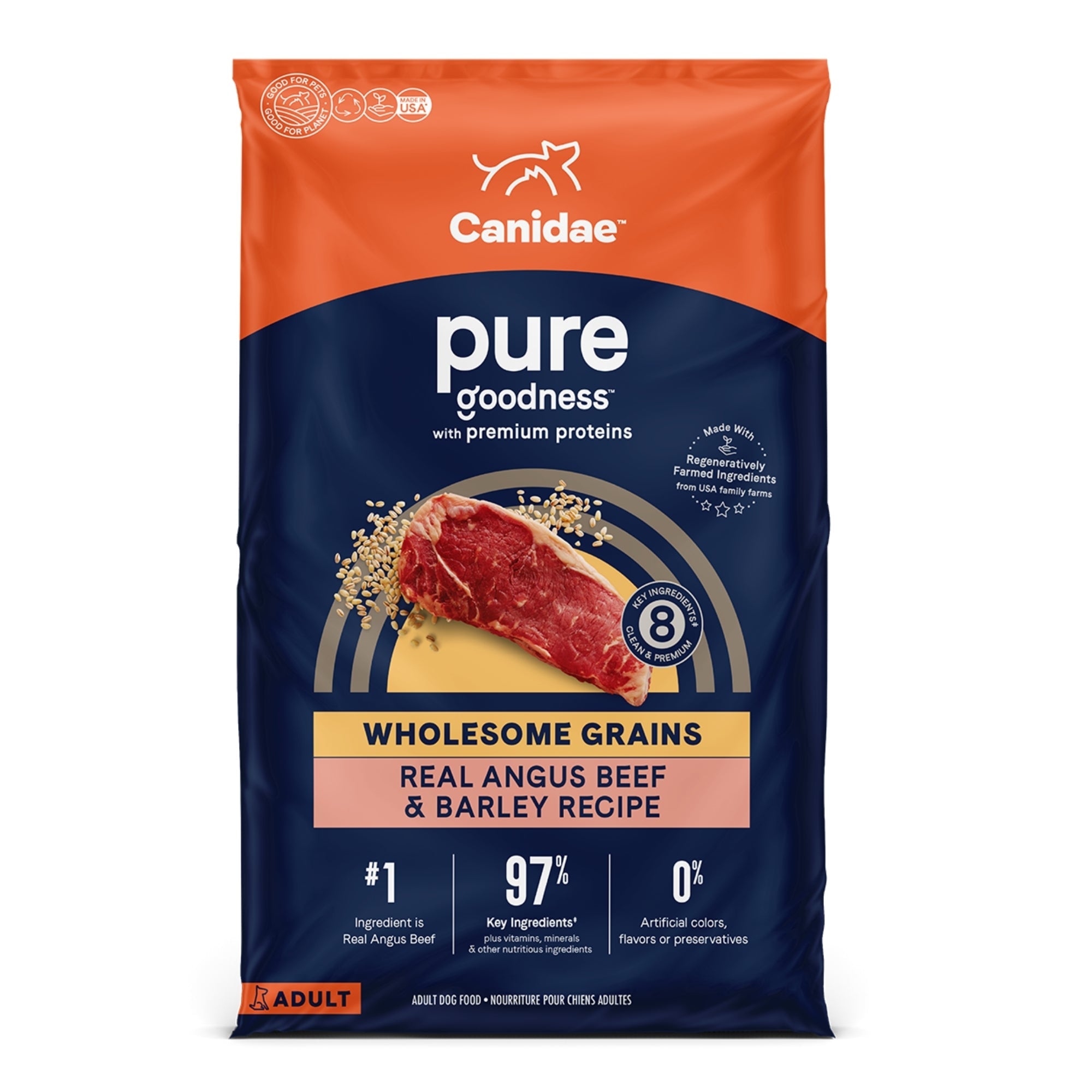 CANIDAE PURE Goodness w/Wholesome Grains Dry Dog Food Beef & Barley 4lb