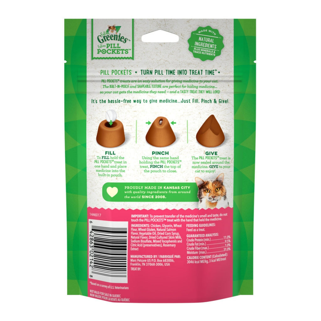 Greenies Feline Pill Pockets Cat Treats Salmon, 1ea/1.6 oz, 45 ct