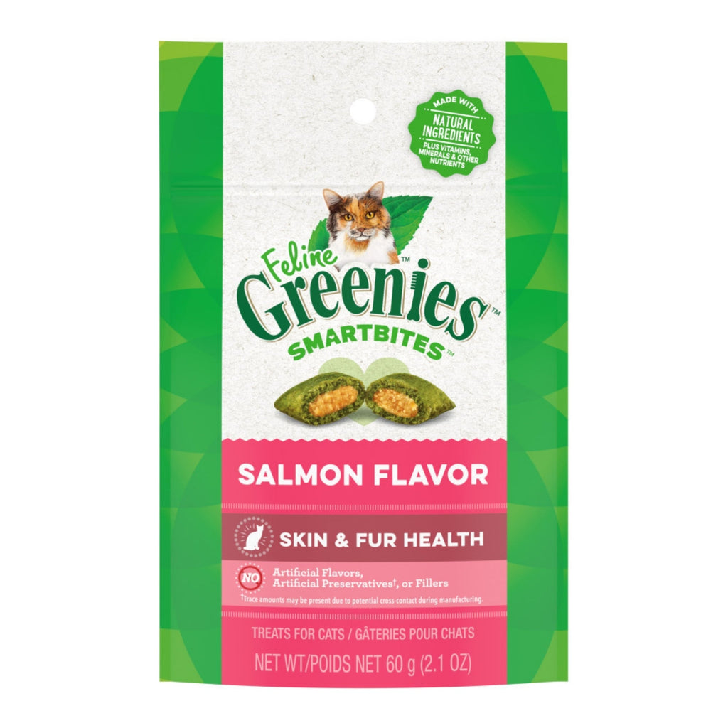 Greenies Feline SmartBites Skin  Fur Crunchy  Soft Adult Cat Treats Salmon, 1ea/2.1 oz