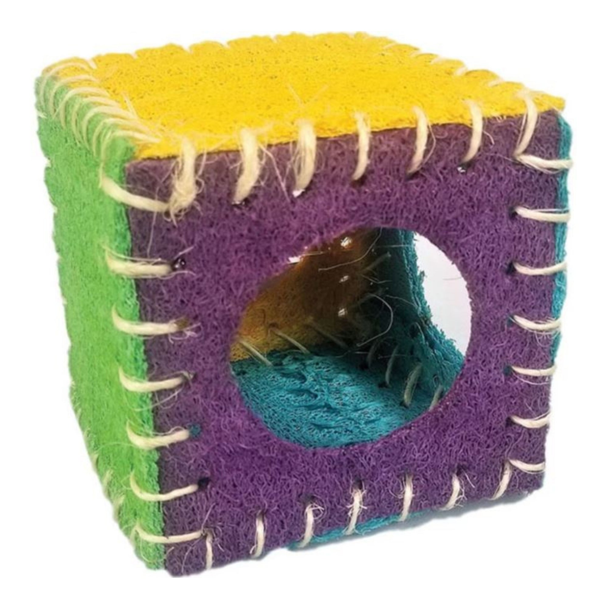 A &E Cages Nibbles Small Animal Loofah Chew Toy Cube; 1ea