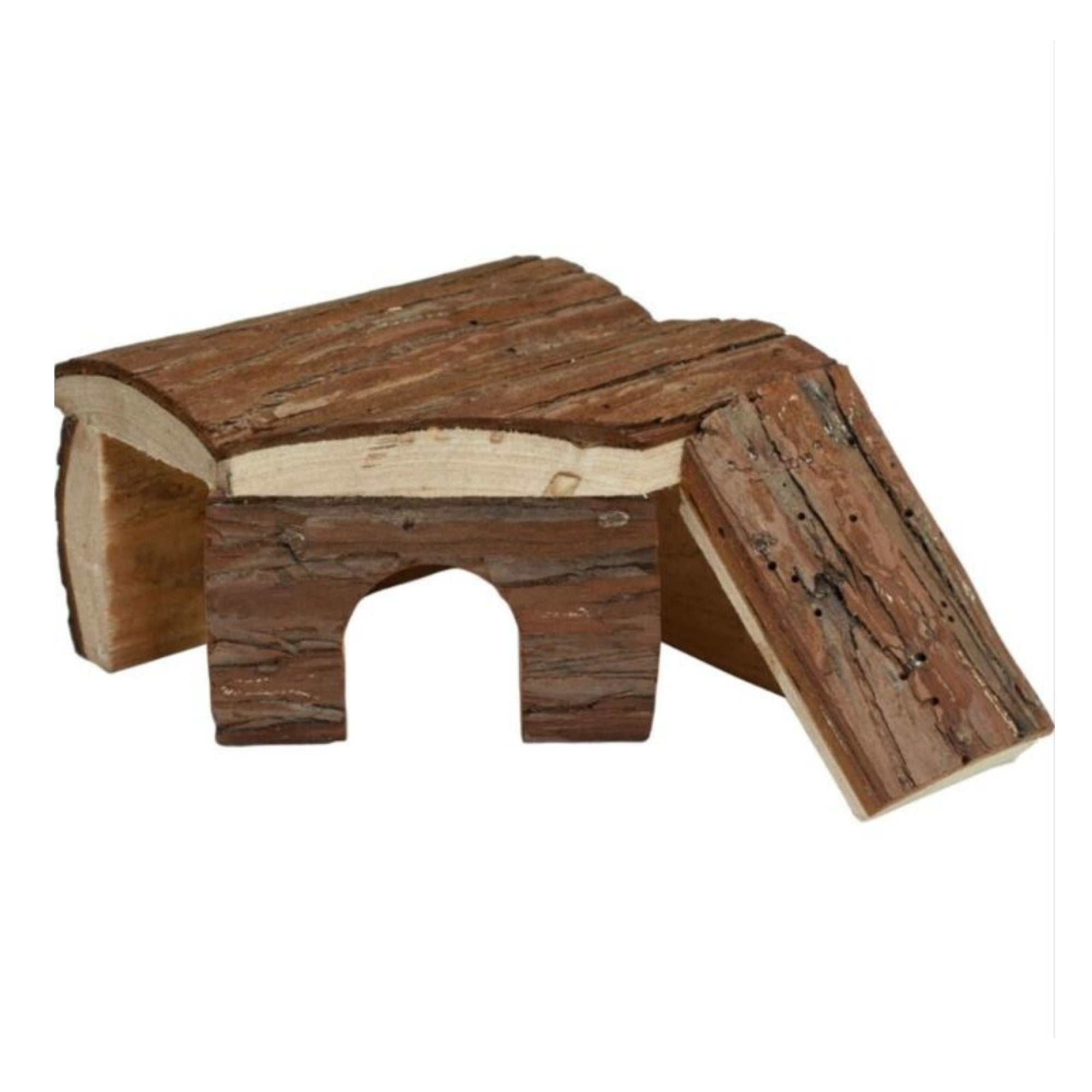 A E Cages Nibbles Log Cabin Small Animal Hut w-Ramp Brown; 1ea-SM