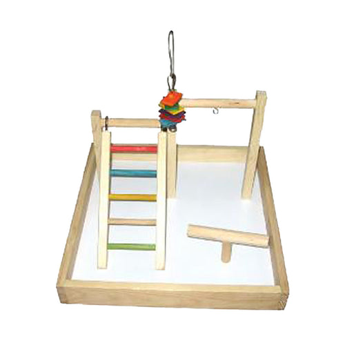 A & E Cages Happy Beaks Wood Tabletop Play Station 1ea/17In X 17In X 12 in.