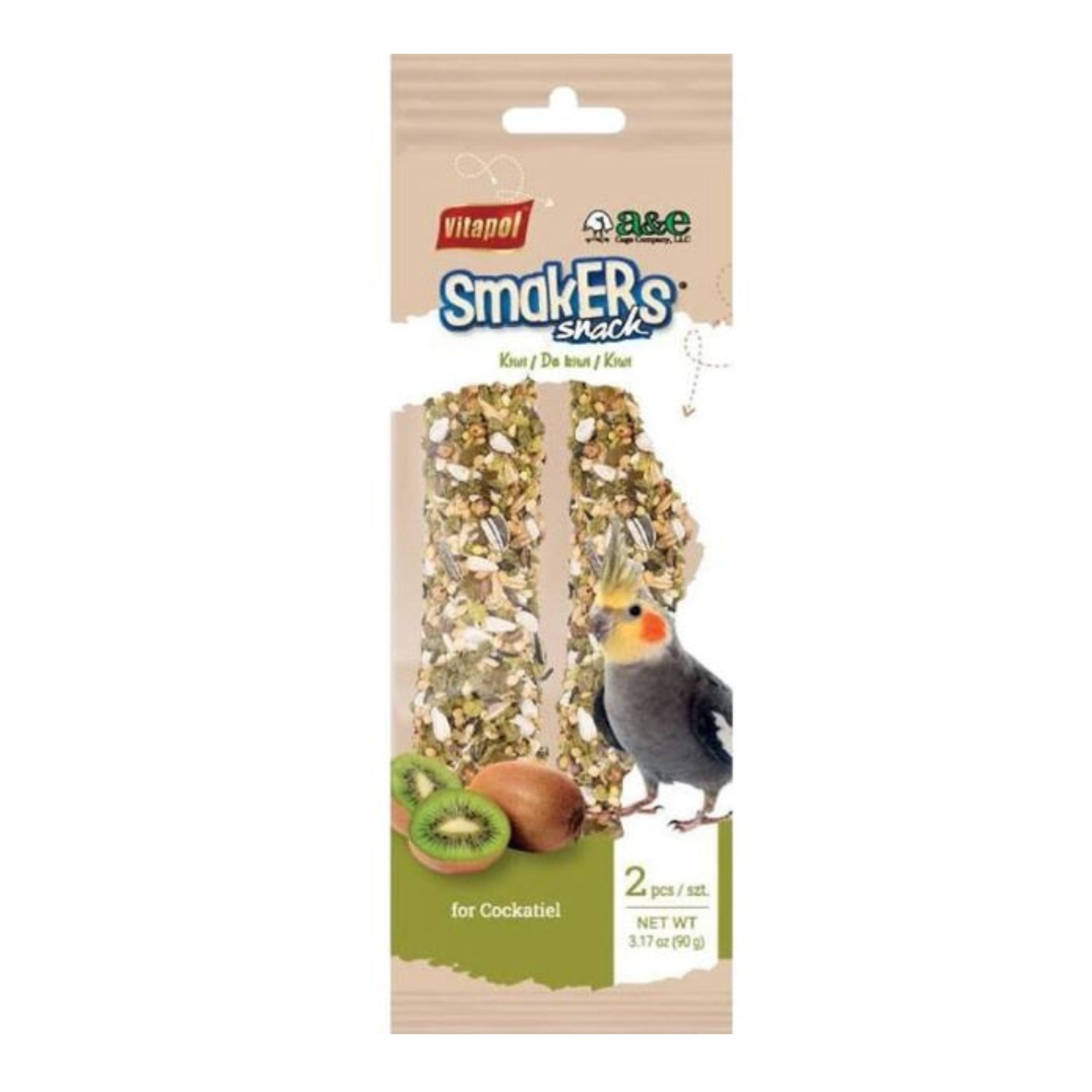 A & E Smakers Treat Stick Cockatiel Kiwi 2Pk