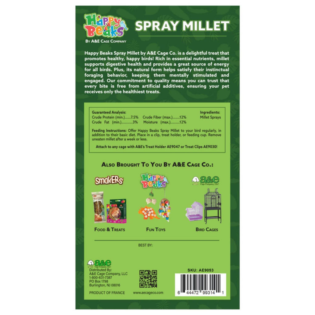 A & E Cages Happy Beaks Spray Millet Bird Treat 1ea/3oz.