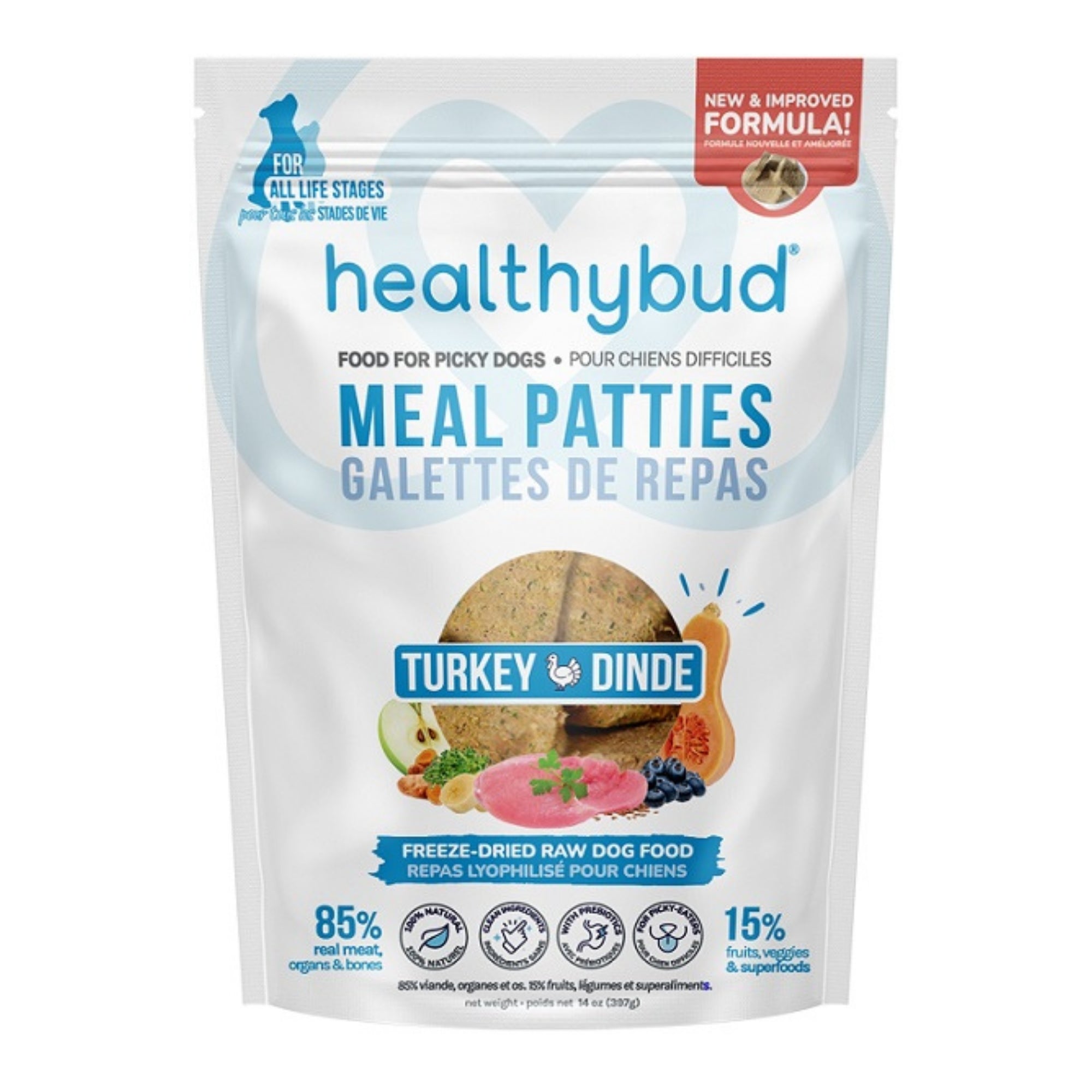 Healthy Bud Dog Freeze-dried 14oz. Turkey Patties