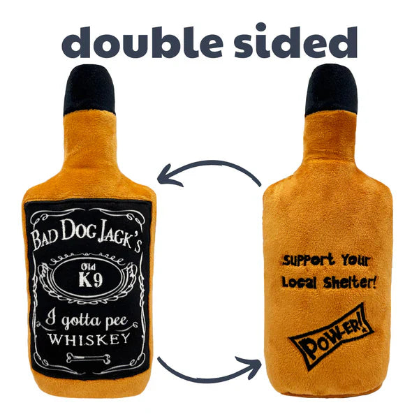H&K Power Plush Dog Bad Dog Jack'S Whisky Small Squeak Crinkle