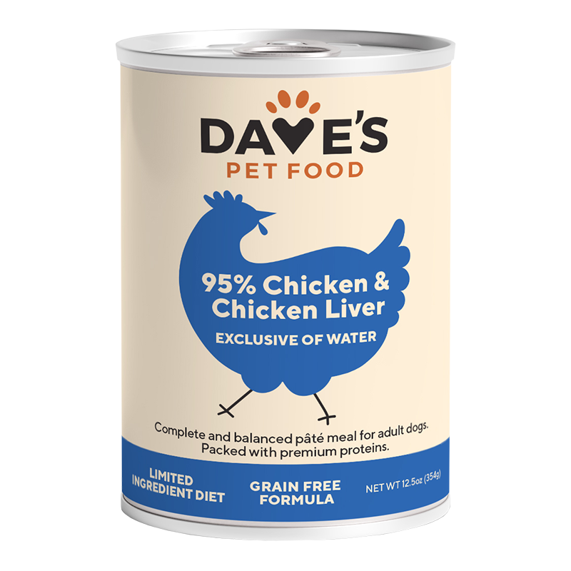 Dave's Pet Food Dog 95% Premium Meats Chicken And Chicken Liver 12.5oz. (Case of 12)