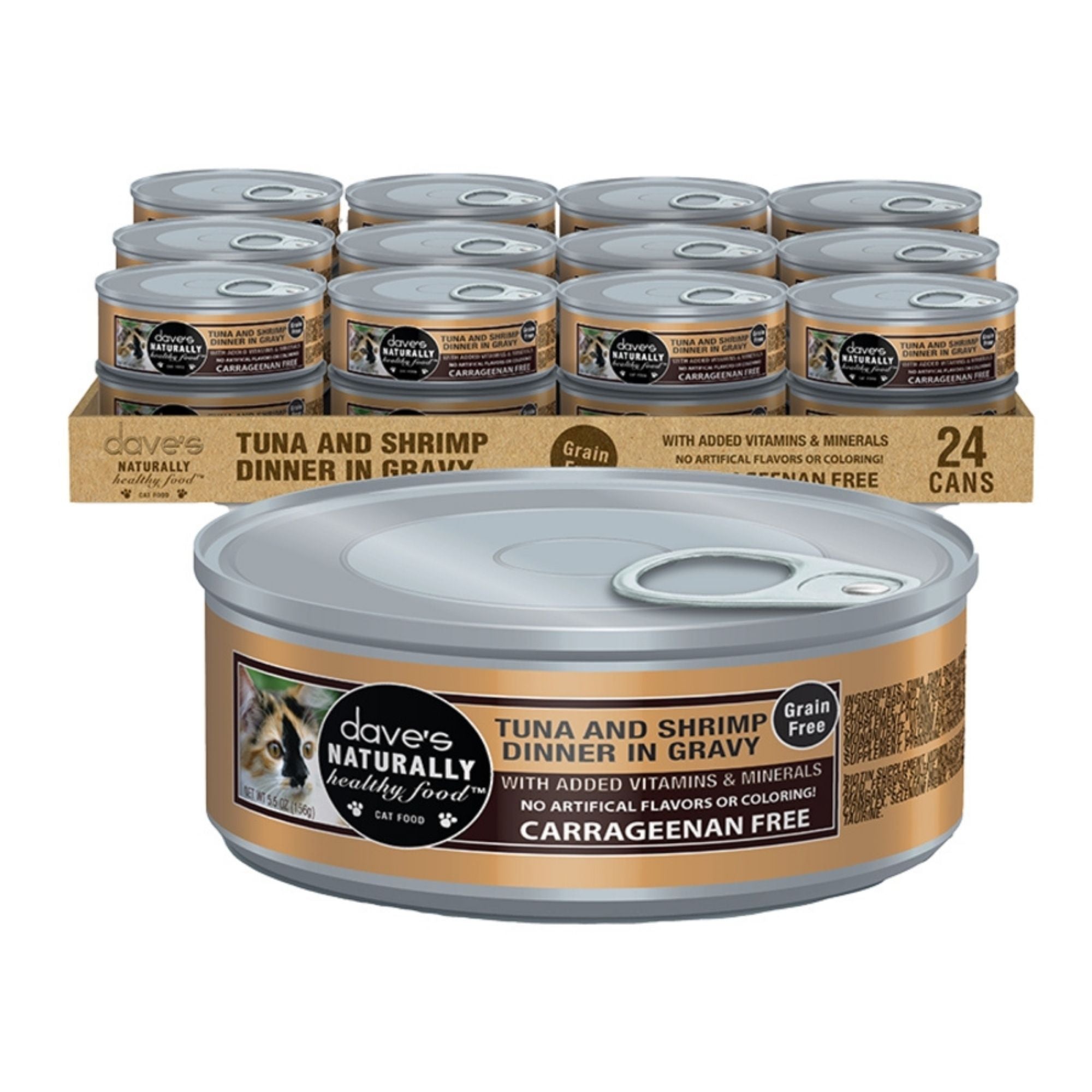 Dave's Pet Food Cat Naturally Healthy Tuna & Shrimp With Gravy 5.5oz. (Case of 12)