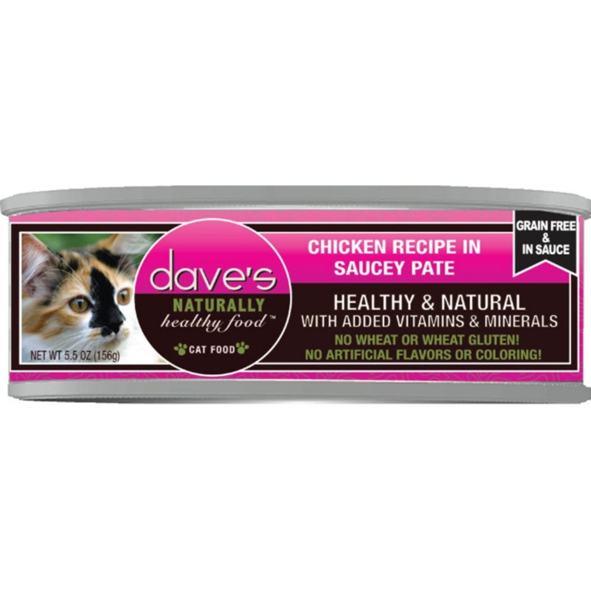 Dave's Pet Food Cat Saucey Pate Grain Free Chicken 5.5oz. (Case of 12)