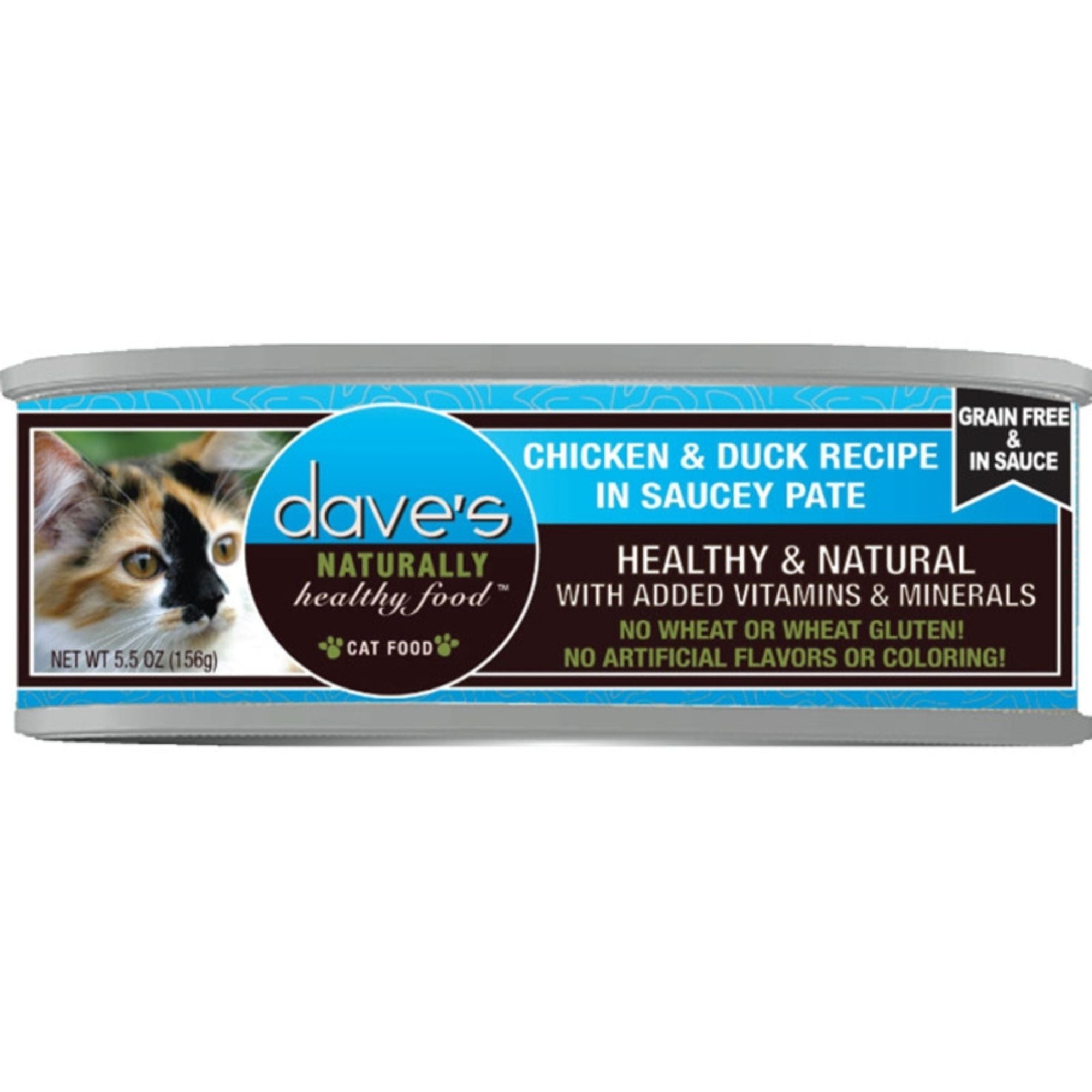 Dave's Pet Food Cat Saucey Pate Grain Free Chicken & Duck 5.5oz. (Case of 12)
