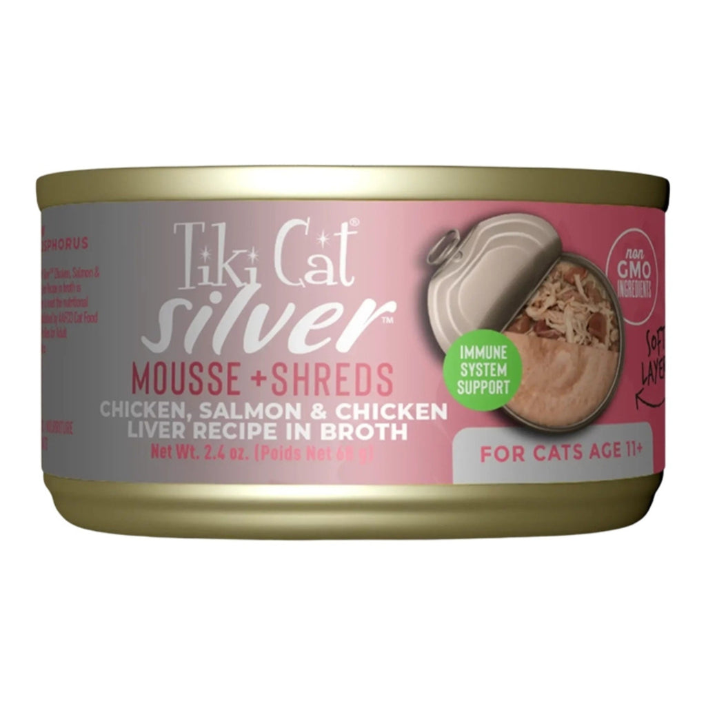 Tiki Pets Cat Silver Mousse Chicken & Salmon 2.4oz. (Case of 12)