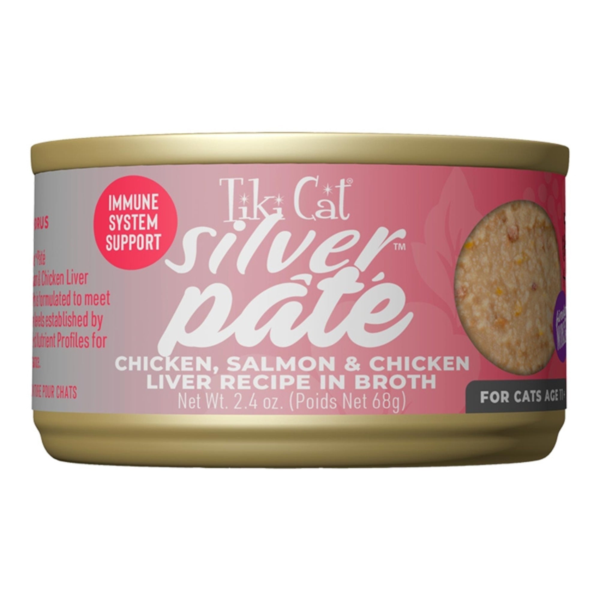 Tiki Pet Cat Silver Pate Chicken & Salmon 2.4oz. (Case of 12)