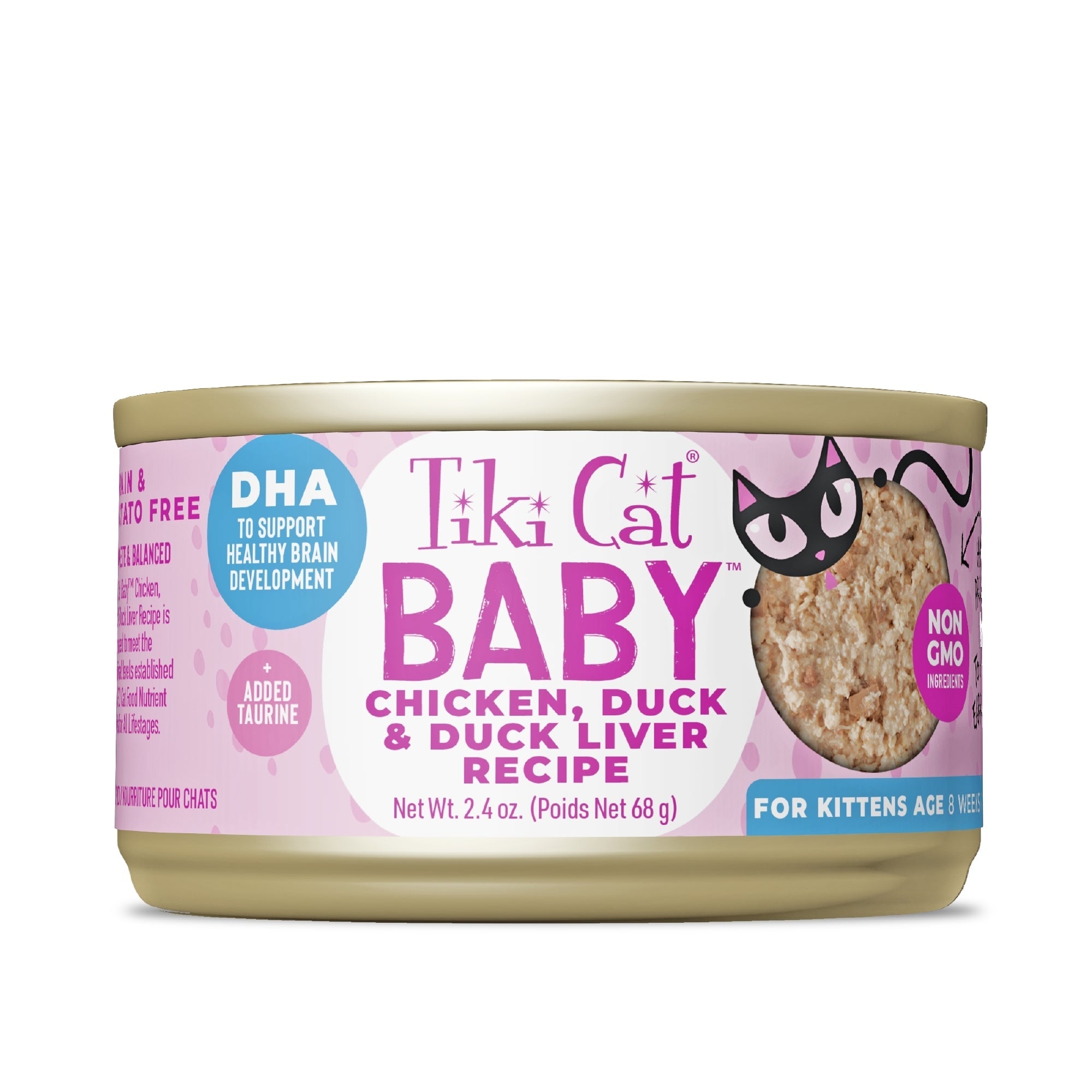 Tiki Pets Cat Shredded Kitten Chicken & Duck 2.4oz. (Case of 12)