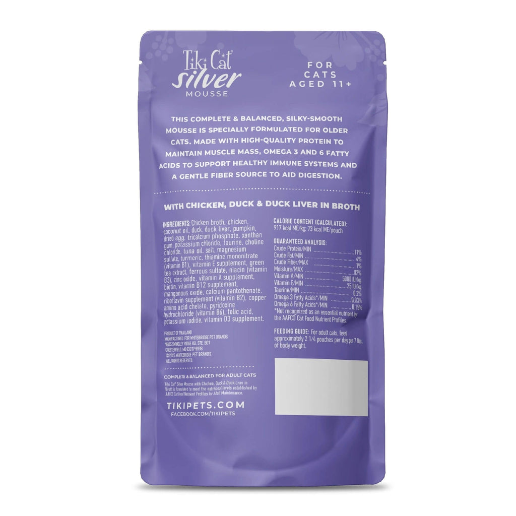 Tiki Pet Cat Silver Mousse Chicken, Duck, Duck Liver 2.8oz. (Case of 12)