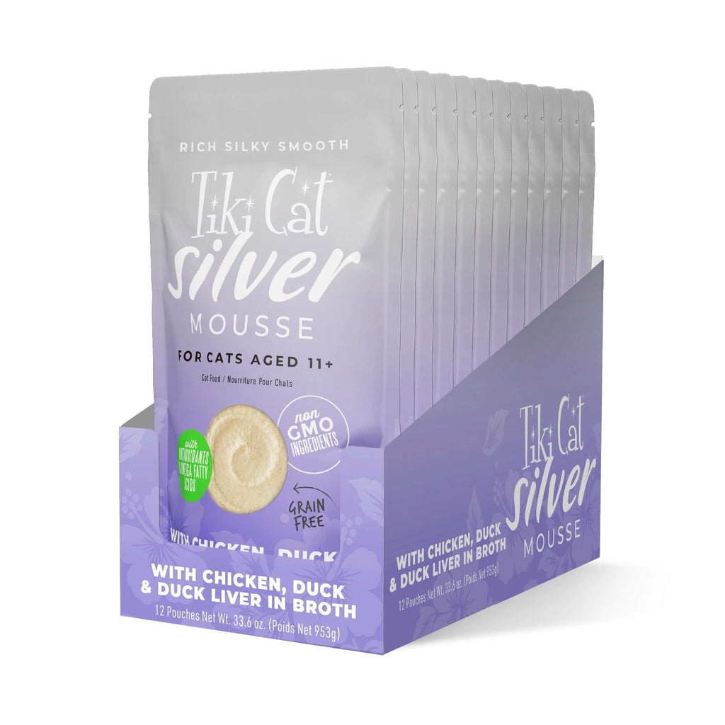 Tiki Pet Cat Silver Mousse Chicken, Duck, Duck Liver 2.8oz. (Case of 12)