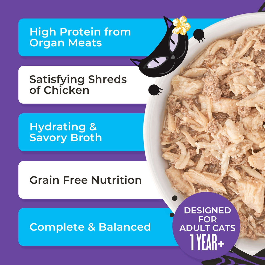 Tiki Pet Cat After Dark Shreds Chicken & Quail 3oz. (Case of 12)