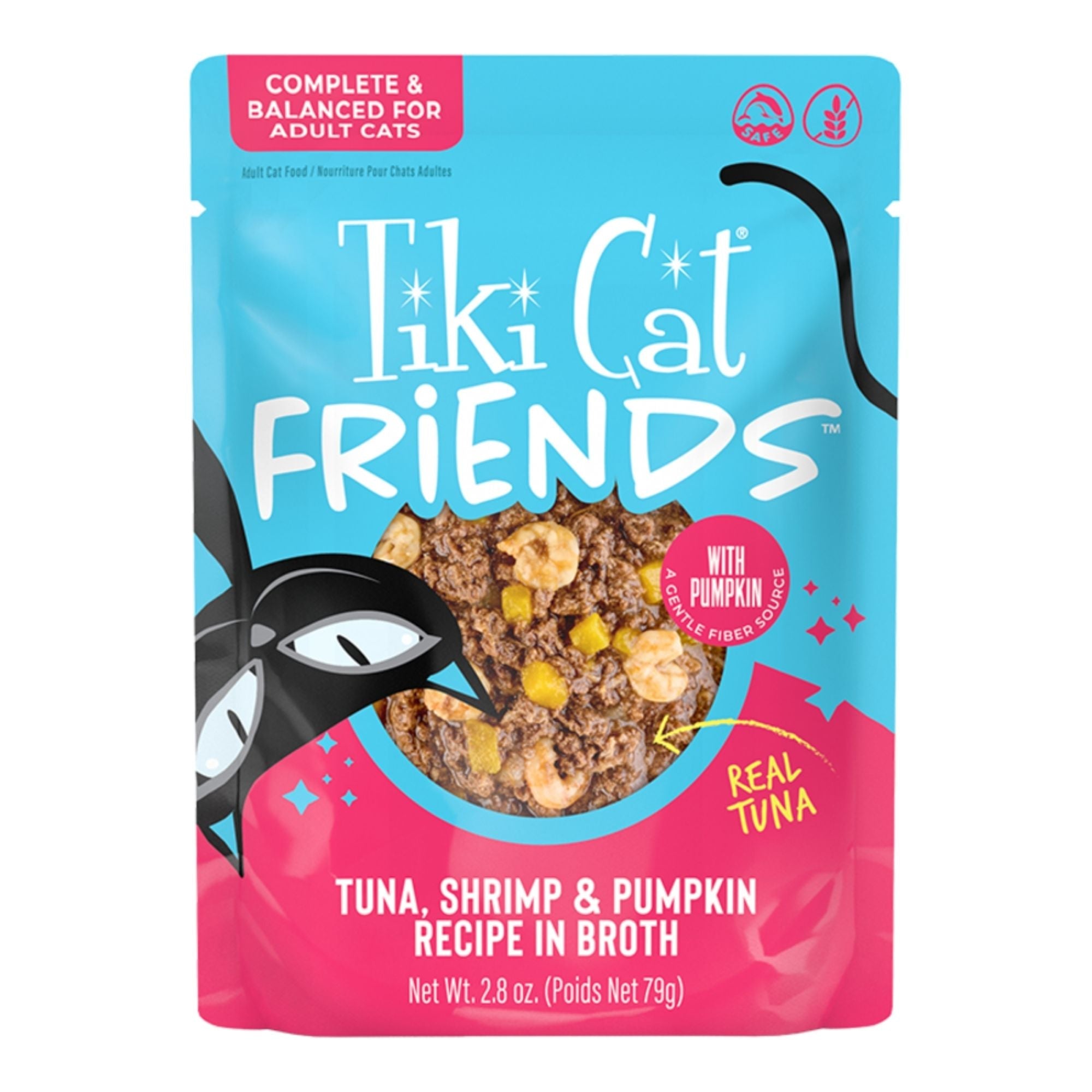 Tiki Pets Cat Friends Tuna Shrimp & Pumpkin 2.8oz.  Pouch (Case of 12)