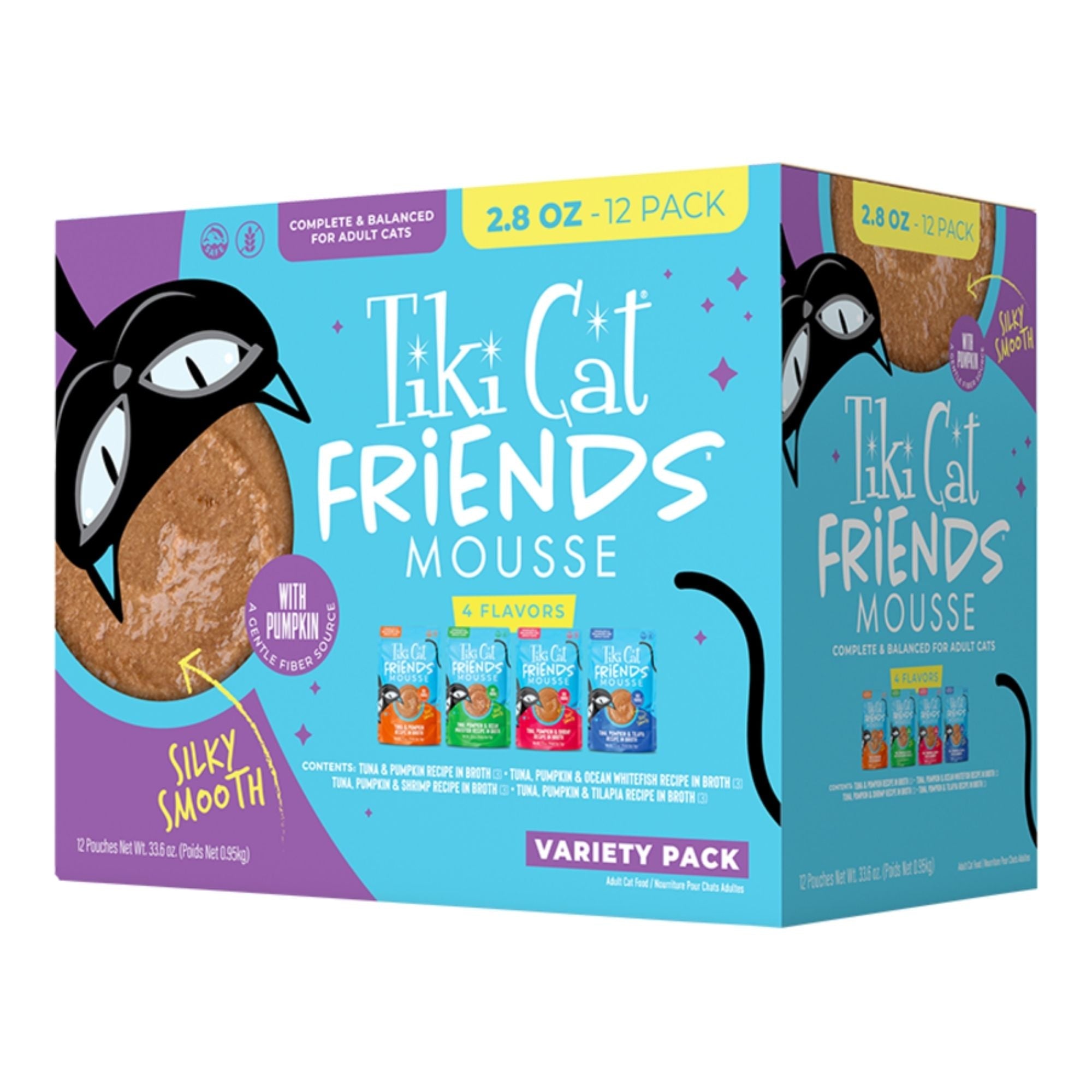 Tiki Pets Cat Friends Mousse Tuna Variety Pack 2.8oz. Pouch (Case of 12)