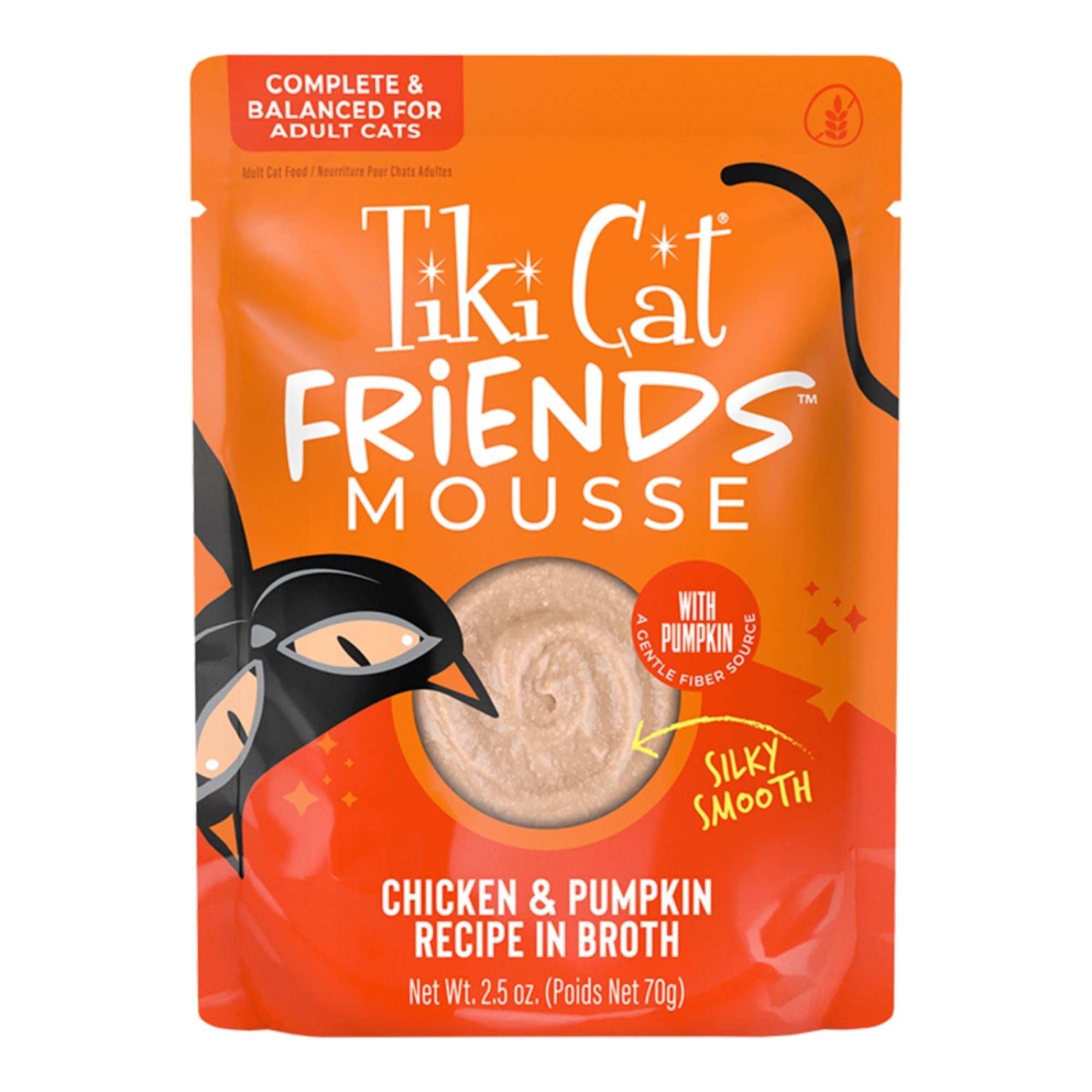 Tiki Pets Cat Friends Mousse Chicken & Pumpkin Recipe in Broth 2.5oz. (Case of 12)