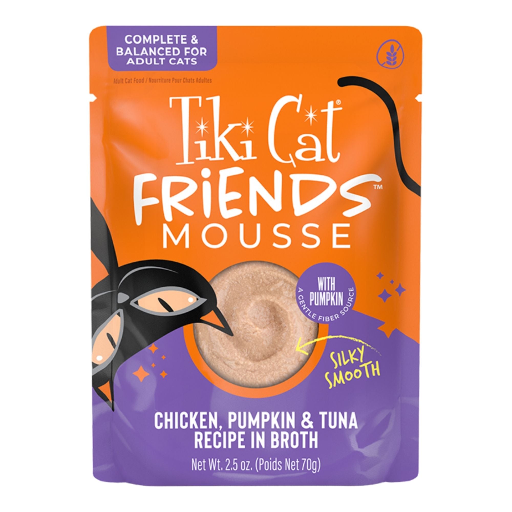 Tiki Pets Cat Friends Mousse Chicken Pumpkin & Tuna Recipe in Broth 2.5oz. (Case of 12)