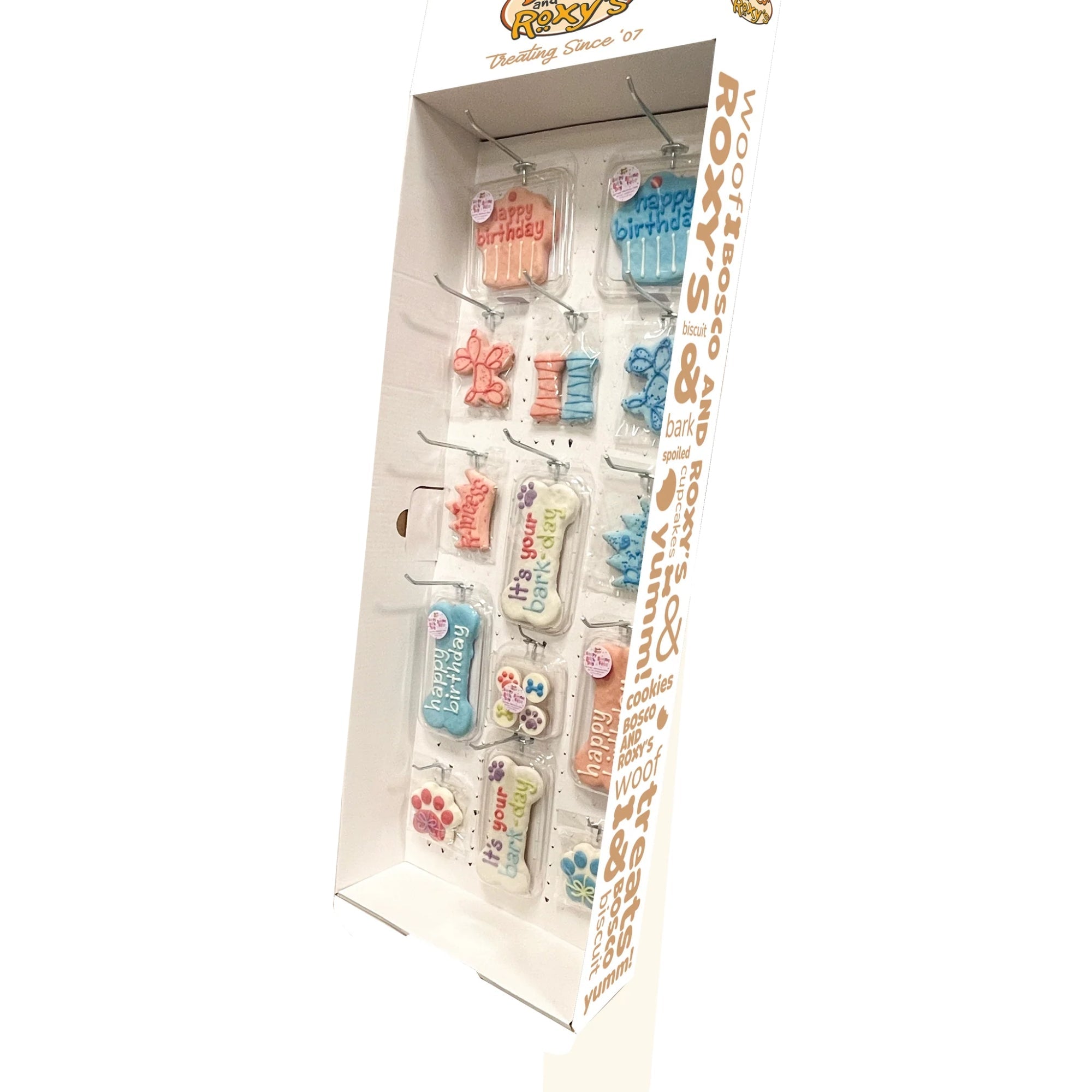 Bosco & Roxy's Dog Birthday Cookies Shipper - 132 Piece Display