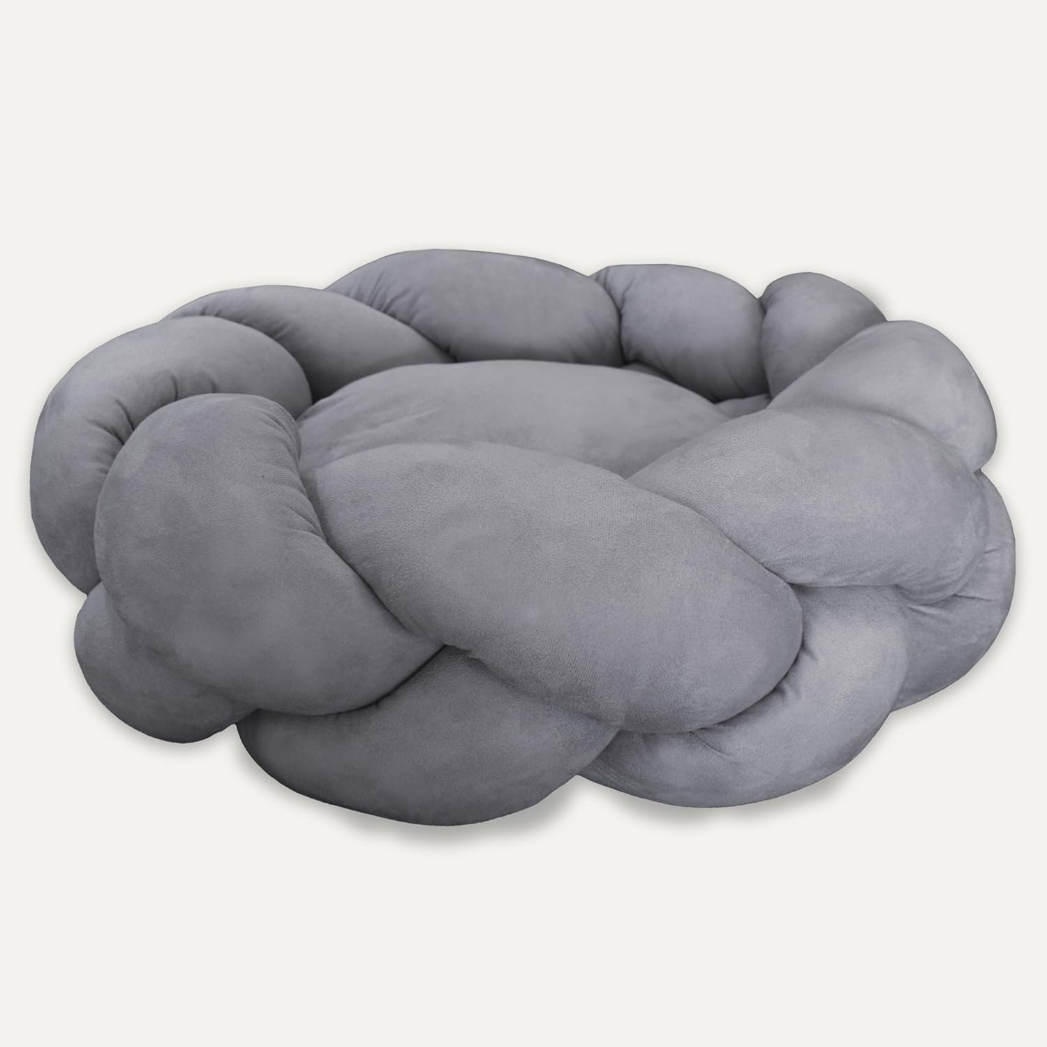 Goo-Eez Round Braided Suede Pet Bed Light Gray 24in.
