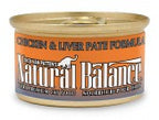 Natural Balance Pet Foods Chicken and Liver Pate Formula Canned Cat Wet Food 3 oz 24 Pack
