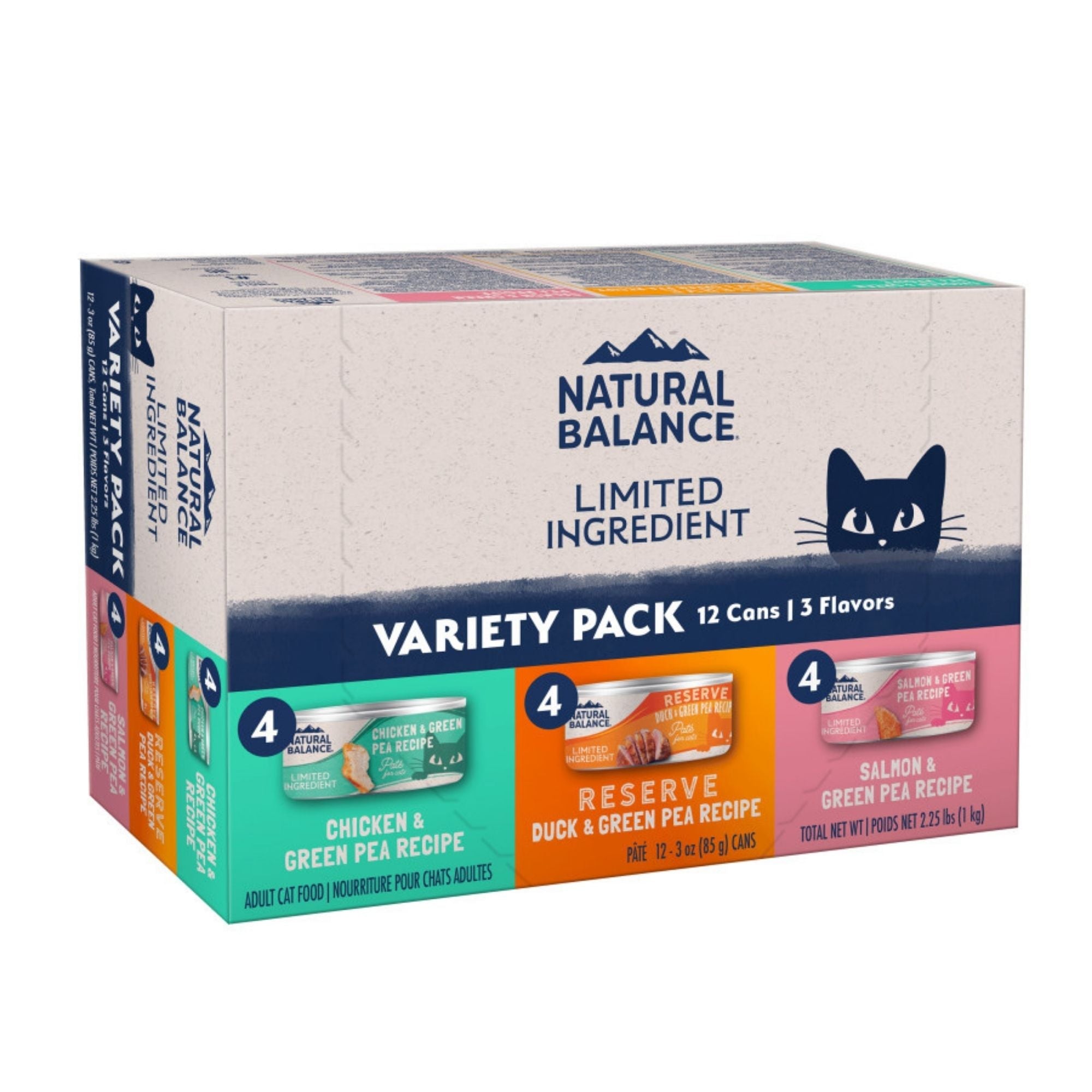 Natural Balance Pet Foods Limited Ingredient Pate Canned Cat Food Variety Pack (Chicken, Reserve Duck, Salmon) 5.5oz. (Case of 12)