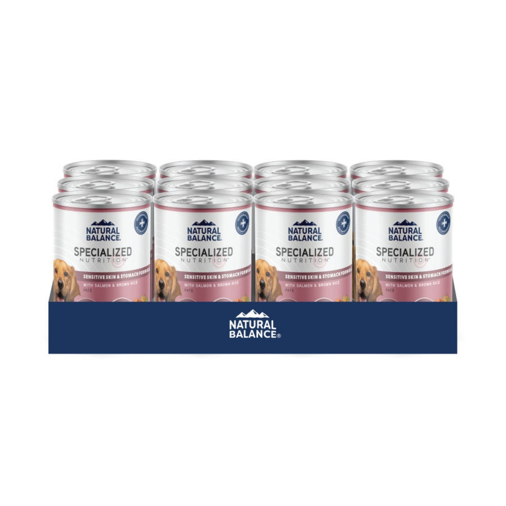 Natural Balance Pet Foods Specialized Sensitive Skin & Stomach Canned Dog Food Salmon & Brown Rice 12.7oz. (Case of 12)