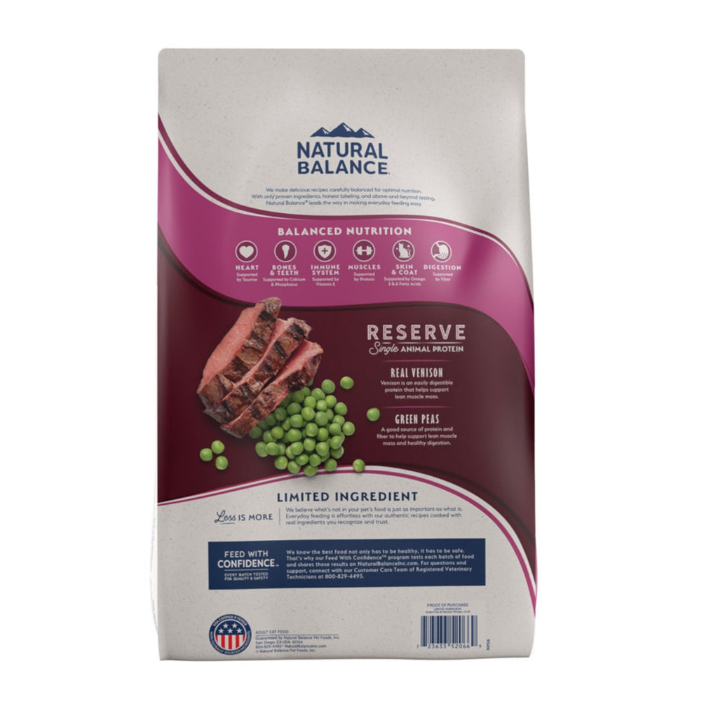 Natural Balance Pet Foods Limited Ingredient Reserve Grain Free Dry Cat Food Green Pea & Venison 4lb