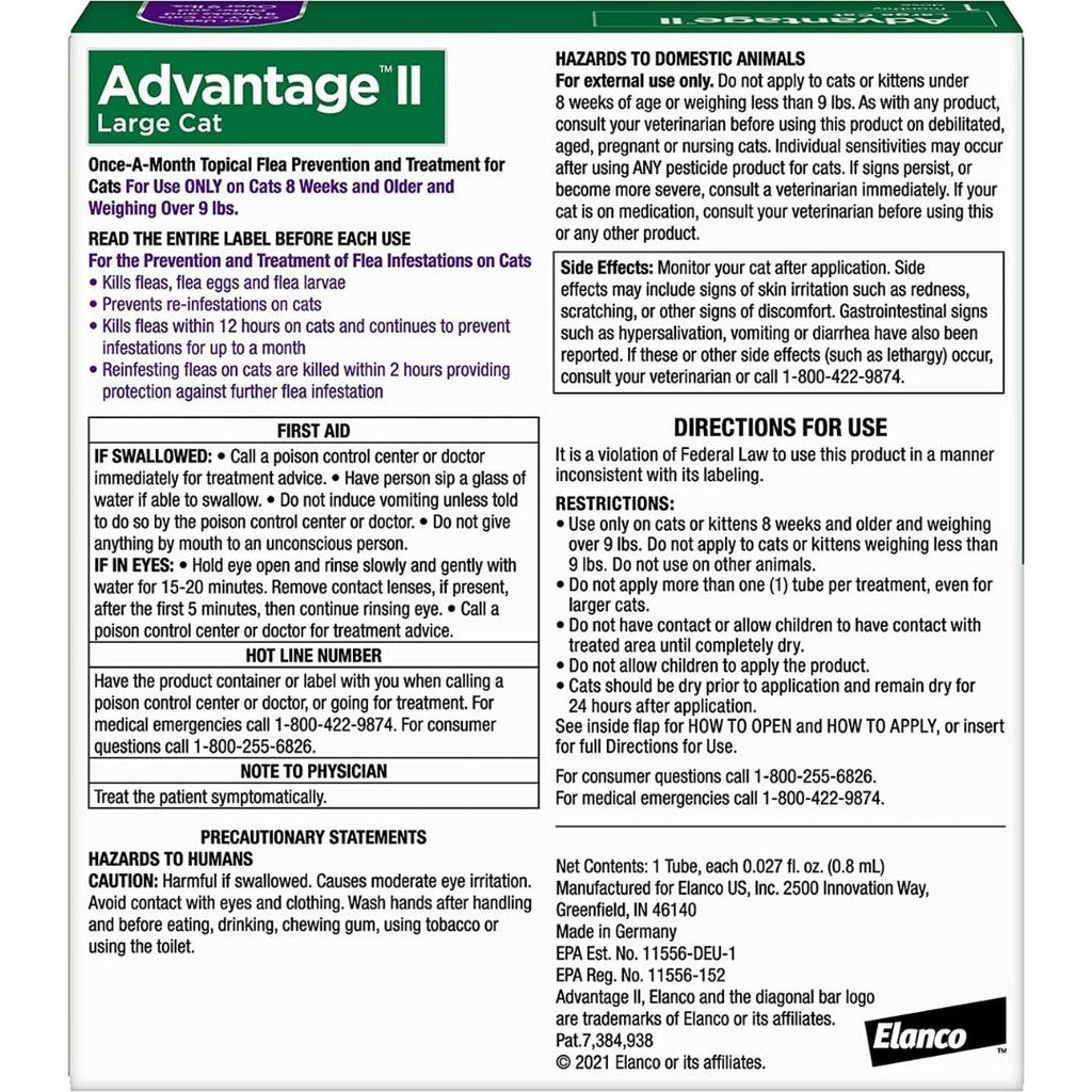 Advantage II Large Cat Single Dose Purple