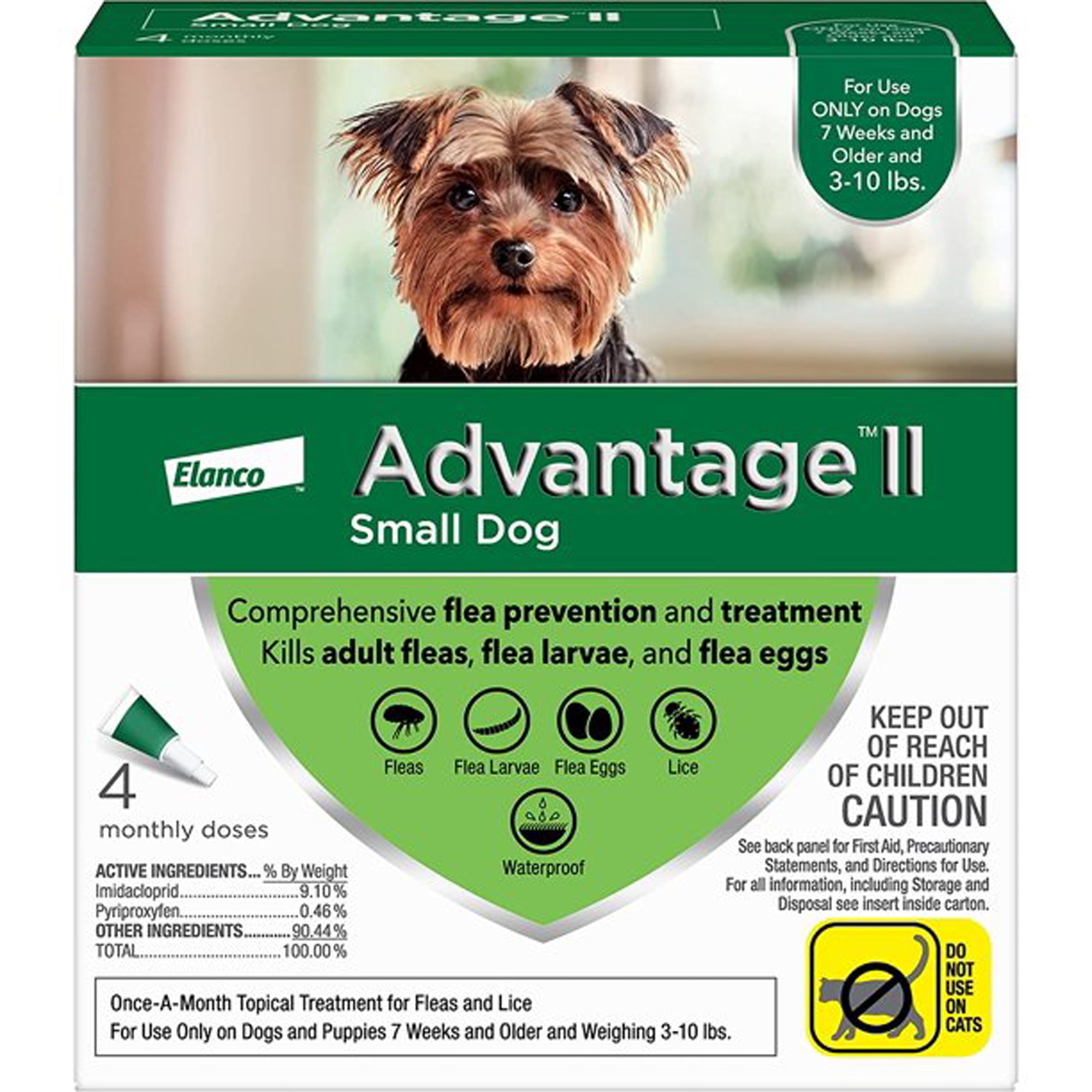 Advantage II Dog Small Green 4-Pack (3packs)