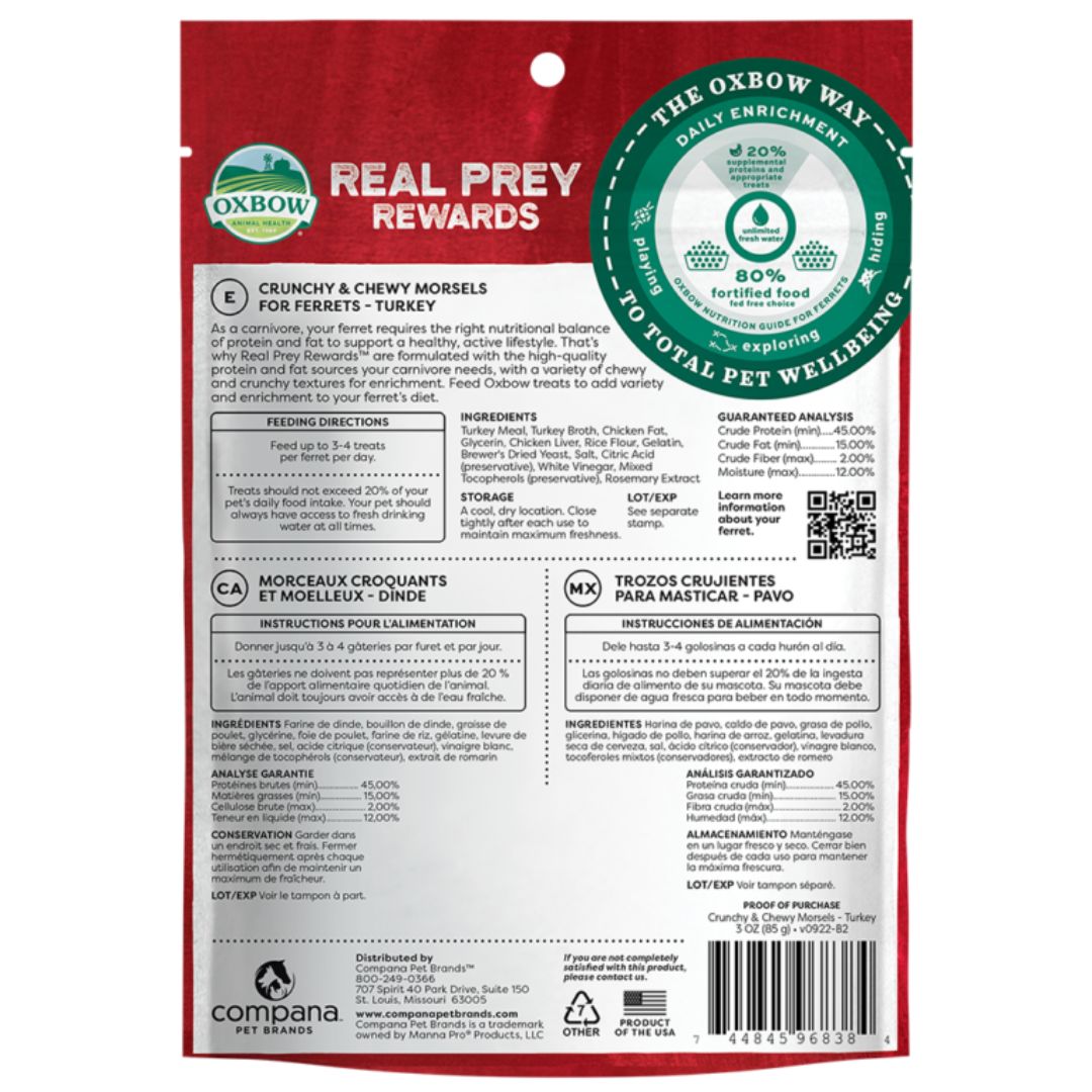Oxbow Small Animal Real Prey Rewards Treat Turkey 3oz.