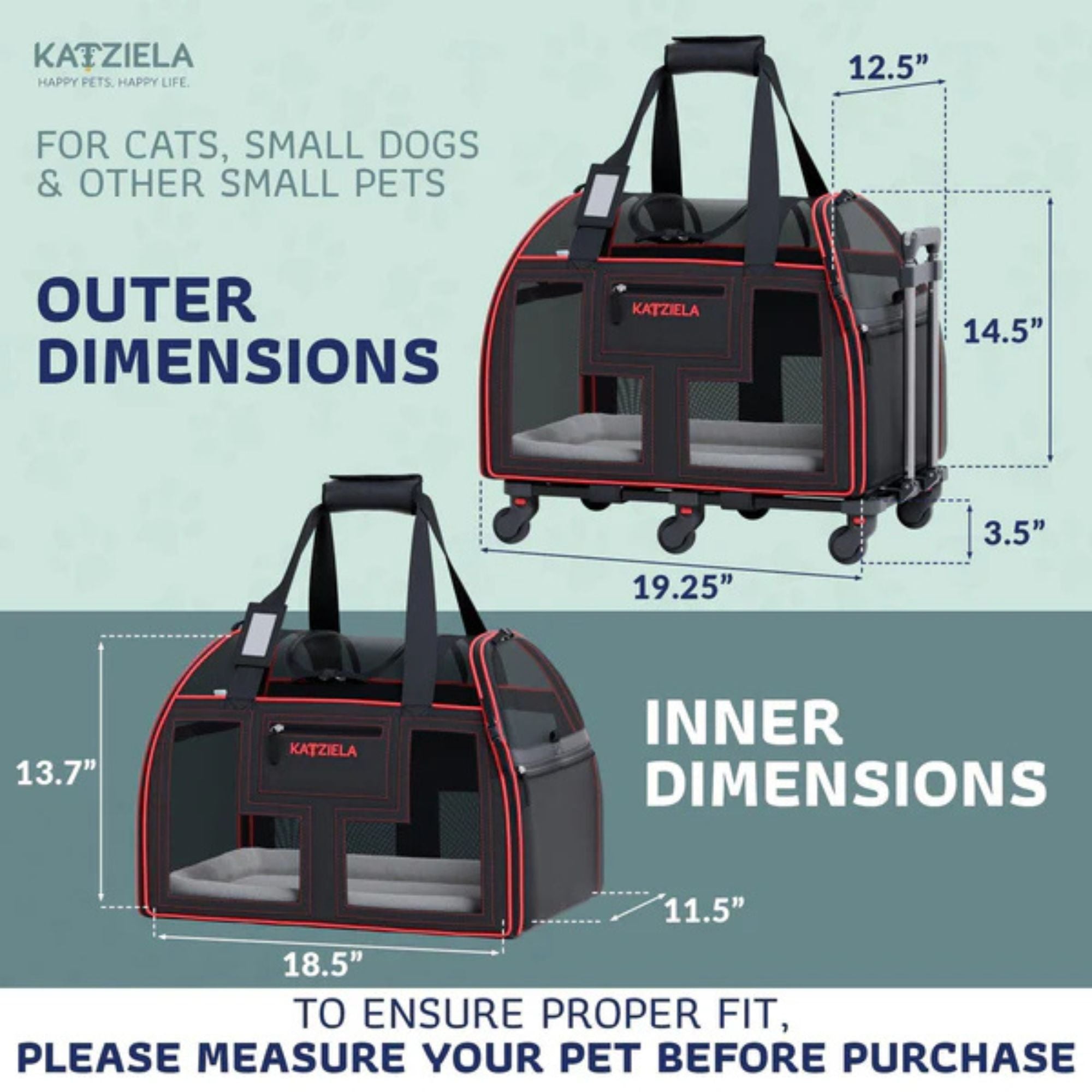 Katziela Luxury Lorry Wheeled Carrier Red