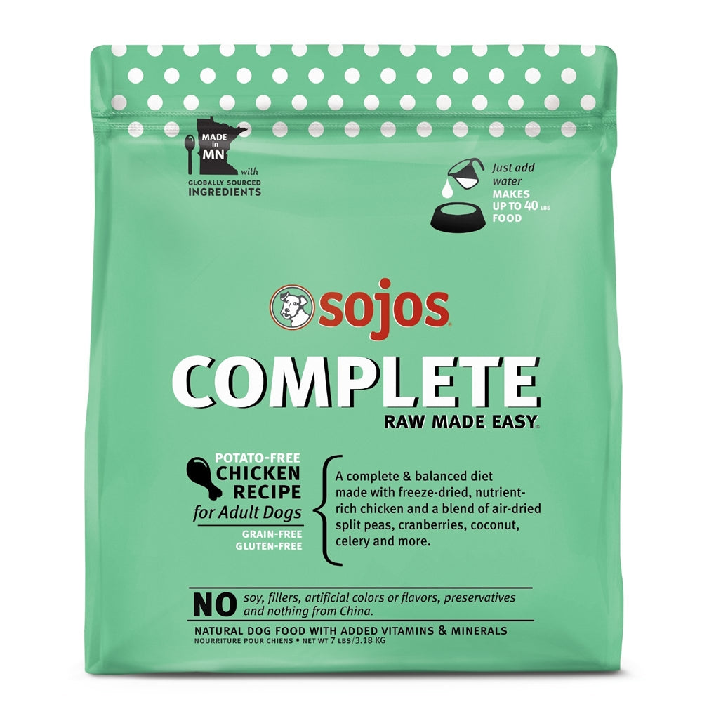 Sojos Complete Chicken Recipe Adult Freeze-Dried Grain-Free Dehydrated Dog Food, 7 Lbs