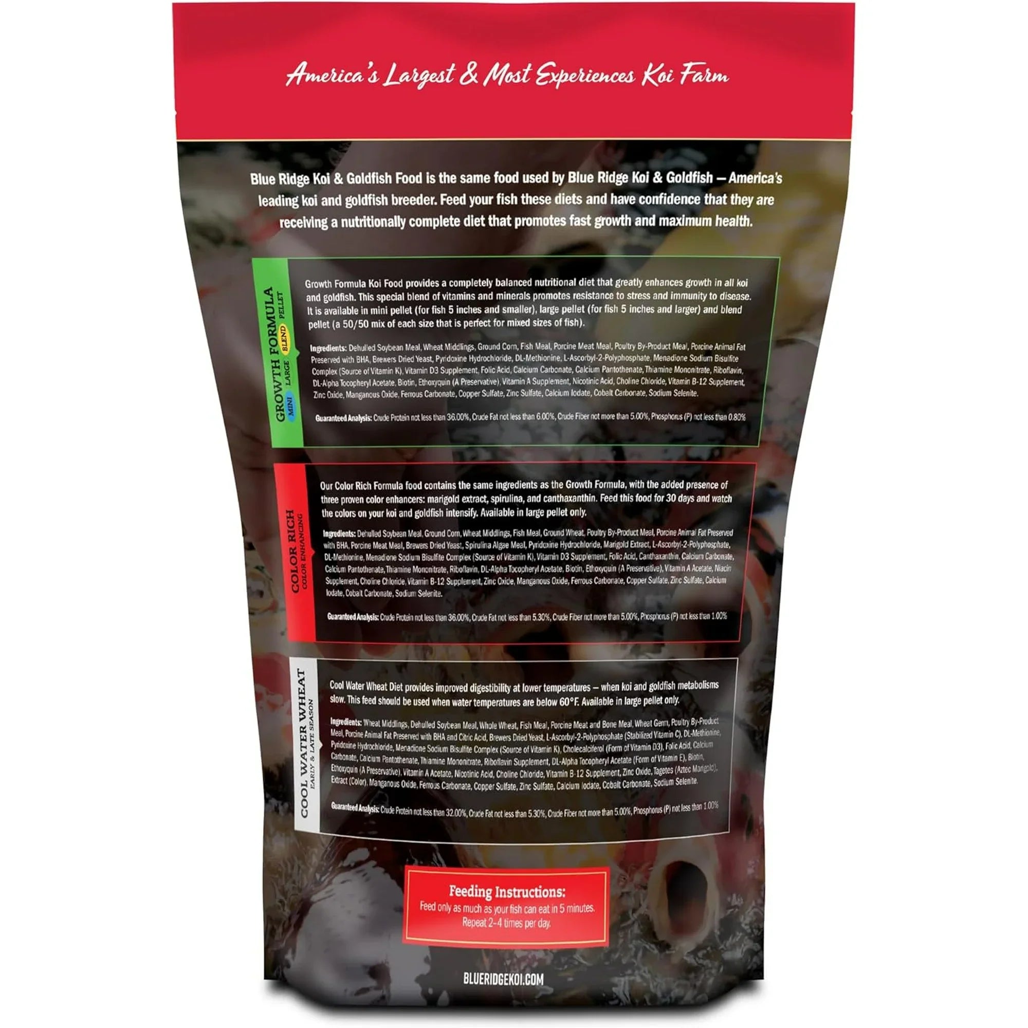 Blue Ridge Fish Hatchery Growth Formula Pellet Fish Food for Koi and Goldfish 1ea/2 lb, LG