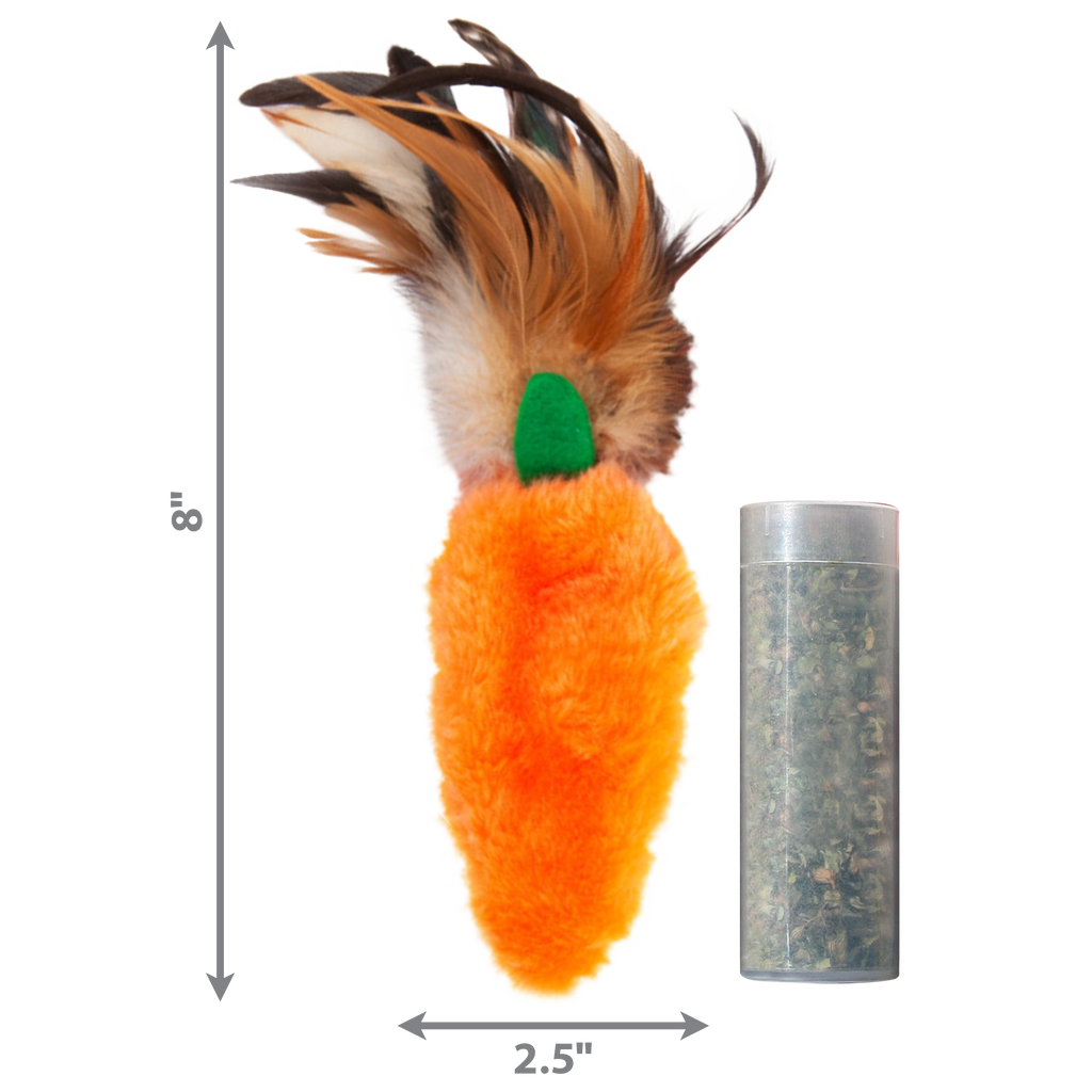 KONG Refillables Catnip Carrot with Feather Cat Toy Orange 1ea/One Size
