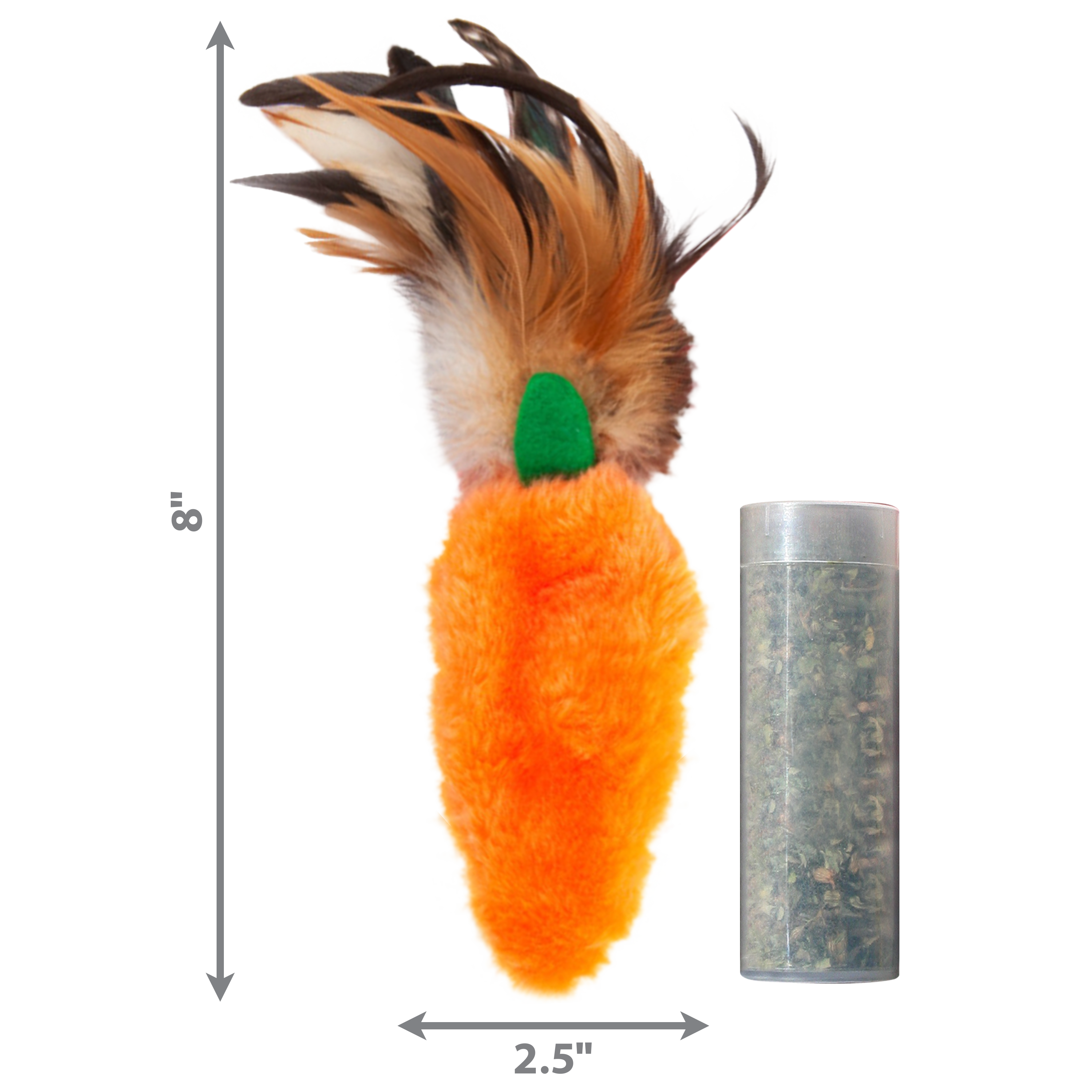 KONG Refillables Catnip Carrot with Feather Cat Toy Orange 1ea/One Size