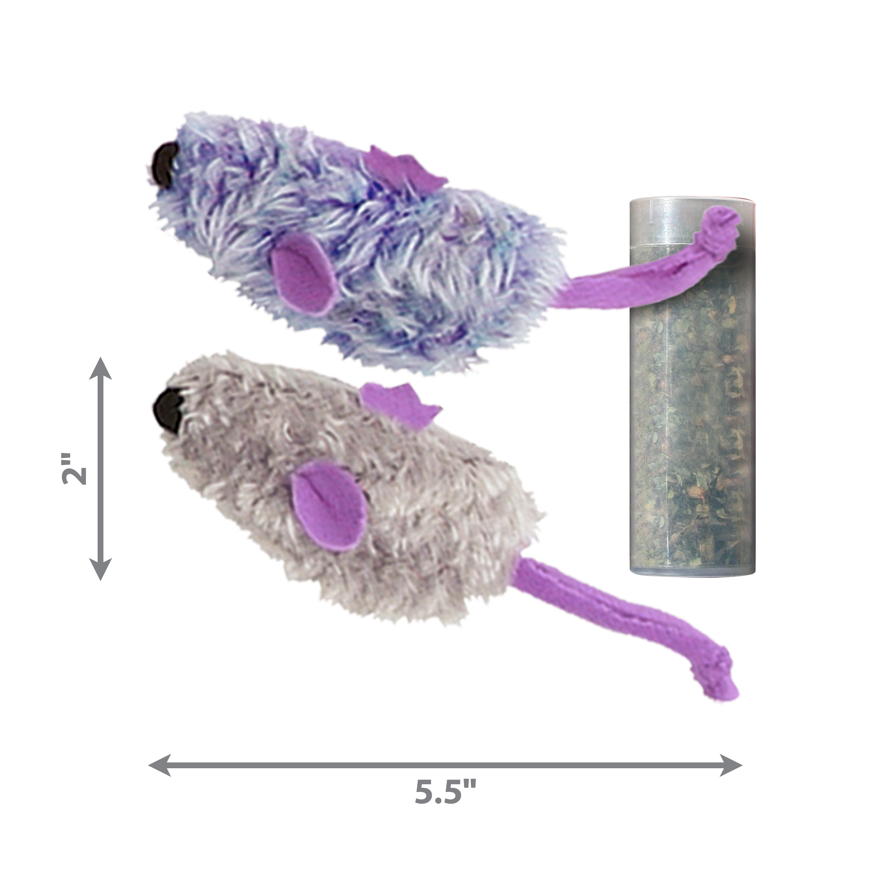 KONG Refillables Catnip Purple and Frosty Mice Cat Toy Purple, Frosty Grey 1ea/One Size, 2 pk